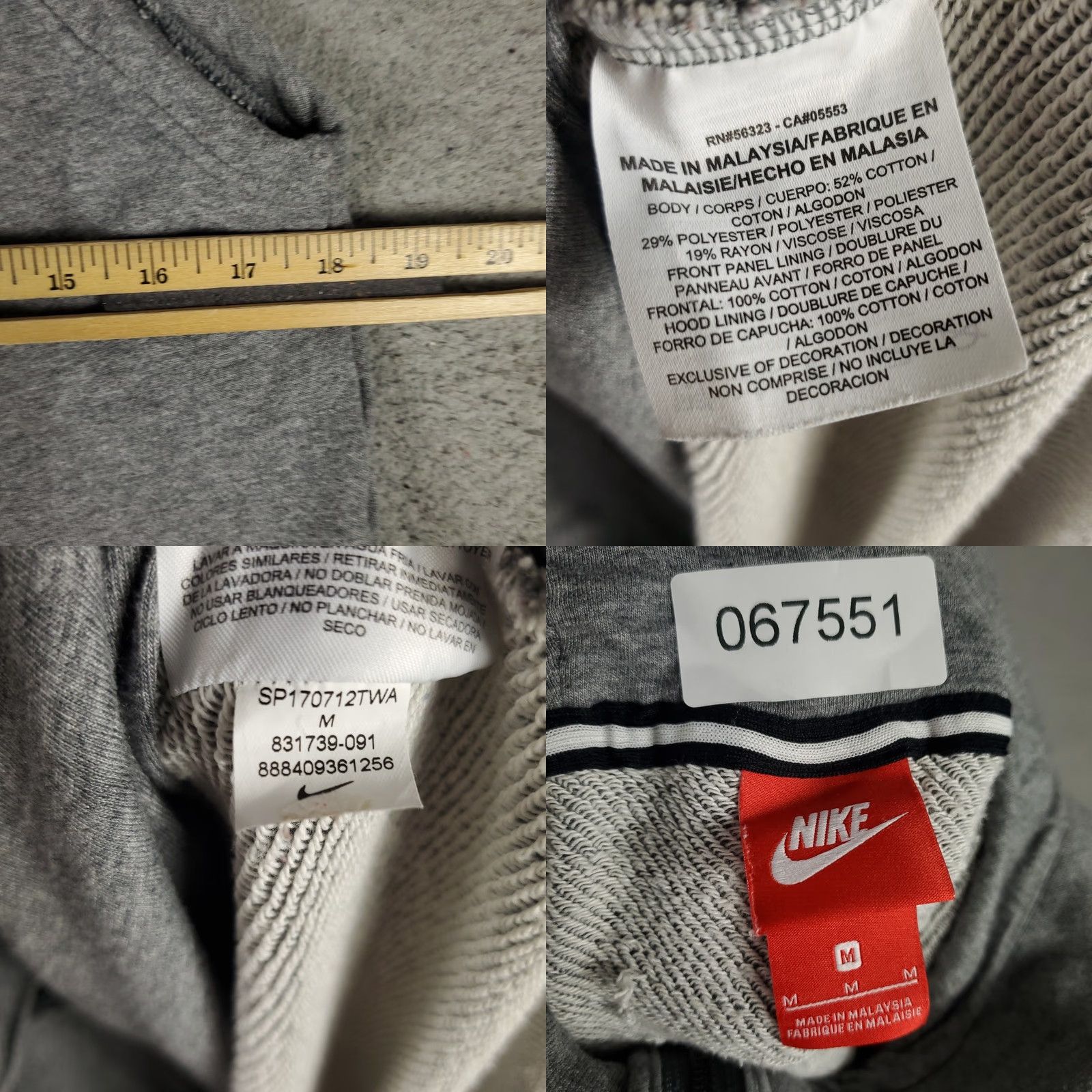 Nike Nike Hoodie Mens M Gray Full Zip Sleeveless Crew Neck Cable Knit Size US M / EU 48-50 / 2 - 8 Thumbnail