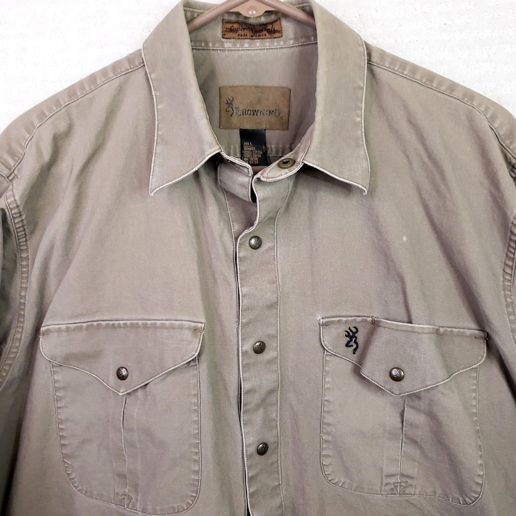 Vintage Browning Super Naturals Men L Brown Long Sleeve Snap Button Shirt 100% Cotton Size US L / EU 52-54 / 3 - 3 Thumbnail