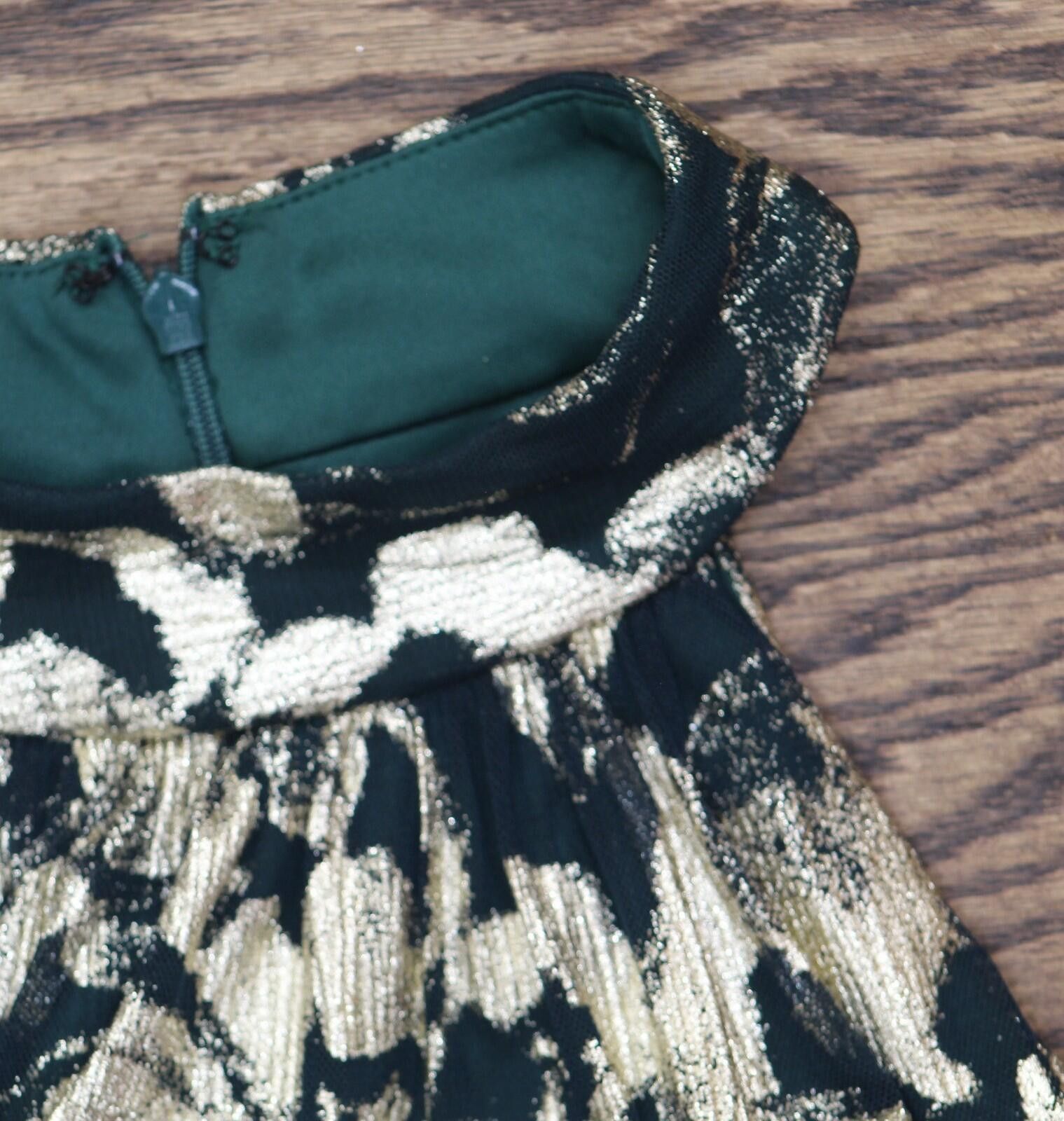 Other Nwt Betsy & Adam Neck Floor Dress Gown Green / Gold 4p Size S / US 4 / IT 40 - 7 Thumbnail
