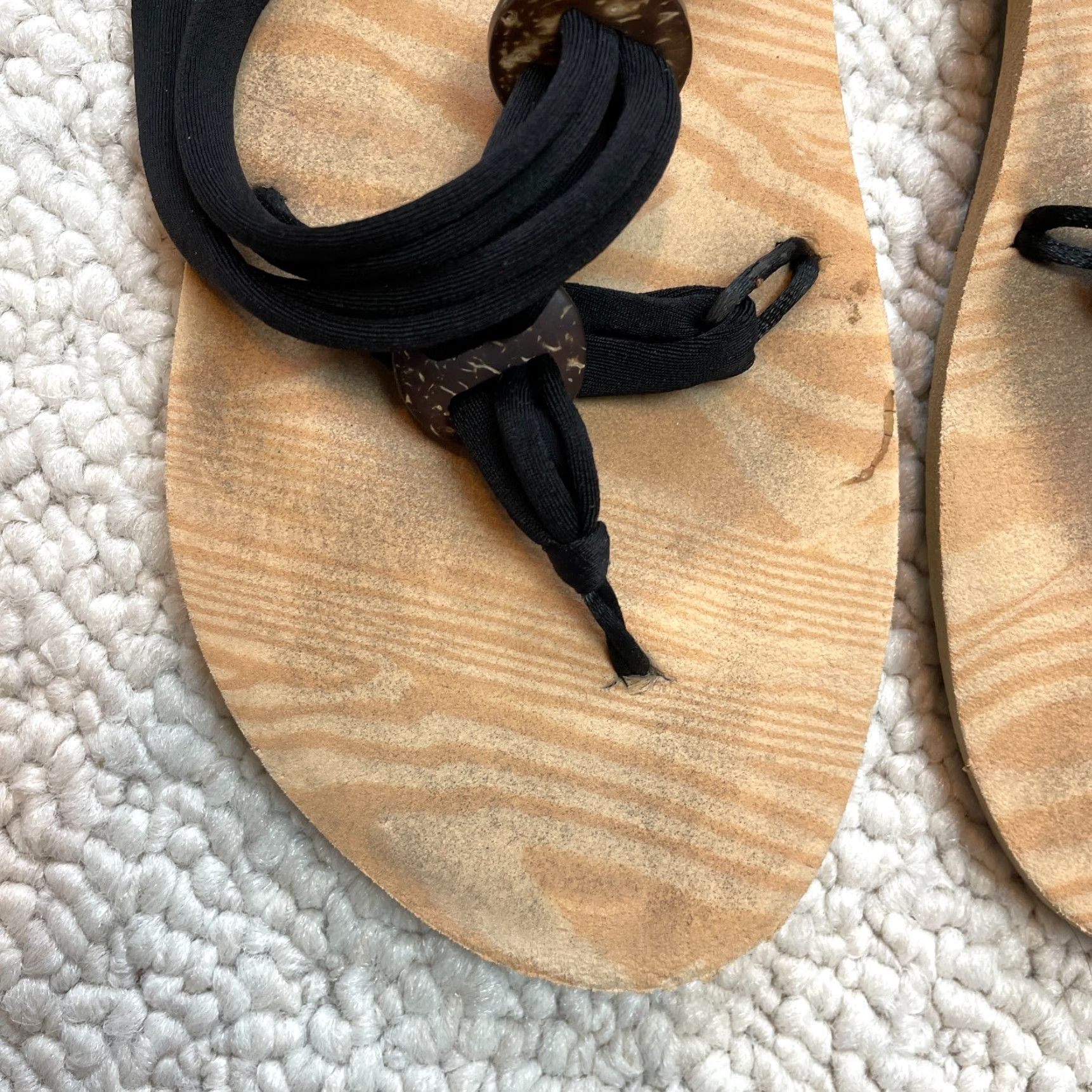Vintage Unbranded Sandals Womens 8.5 Brown Strappy Faux Leather Comfort Flat Slip On Beach Size US 8.5 / IT 38.5 - 3 Thumbnail
