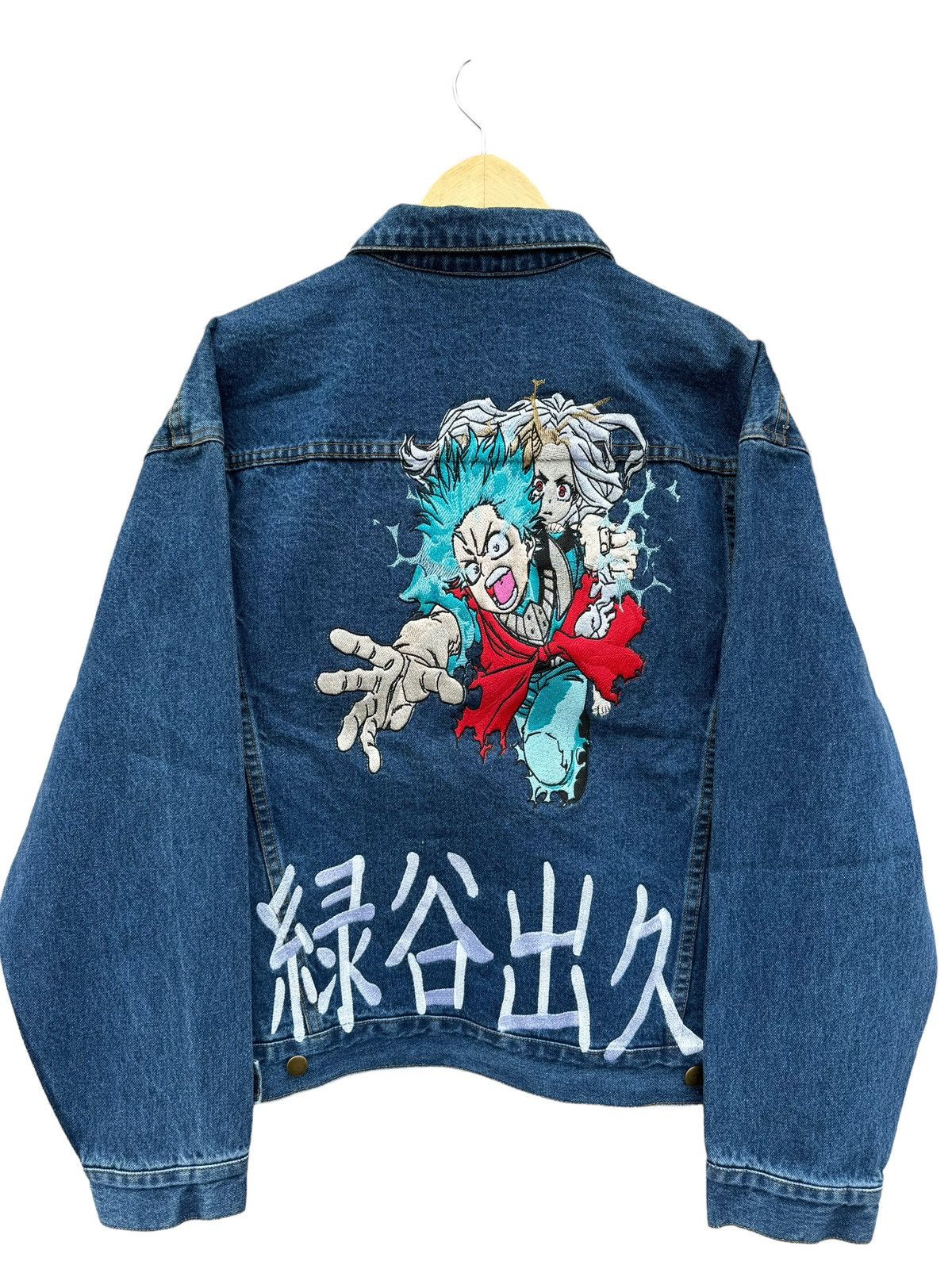 image of My Hero Academia Denim Vintage Jacket Super Dbz 1Piece in Blue, Men's (Size XL)