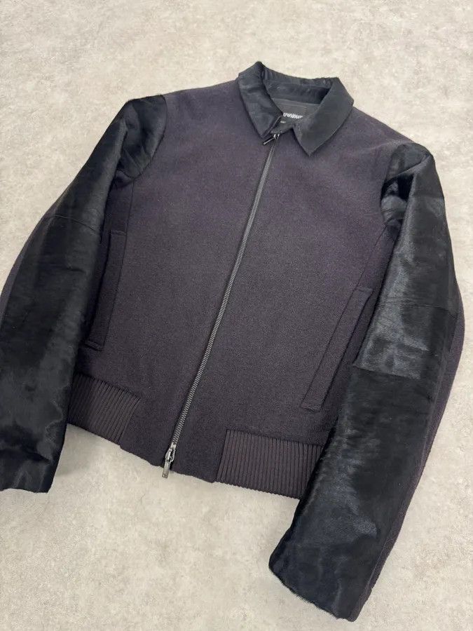 Emporio Armani FW2014 Emporio Armani Grey Wool & Black Pony Hair Jacket Size US L / EU 52-54 / 3 - 5 Thumbnail