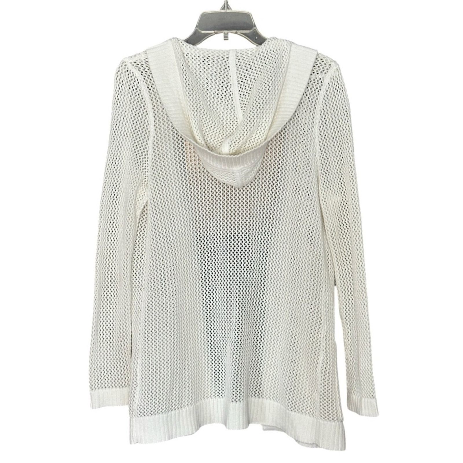 Other Talbots White Soft Mesh Cotton Open Long Sleeved Hoodie Size M / US 6-8 / IT 42-44 - 2 Thumbnail