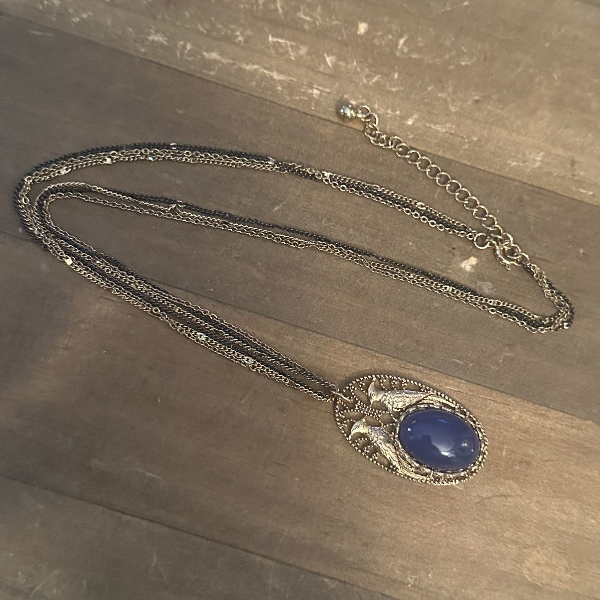 Vintage Vintage multi strand oval filigree peacock cabochon necklace Size ONE SIZE - 4 Thumbnail