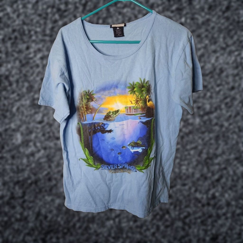 Vintage VINTAGE Florida T-Shirt Unisex Adults Medium Blue Solid Souvenir Alligator Nature Spring Size US M / EU 48-50 / 2 - 1 Thumbnail