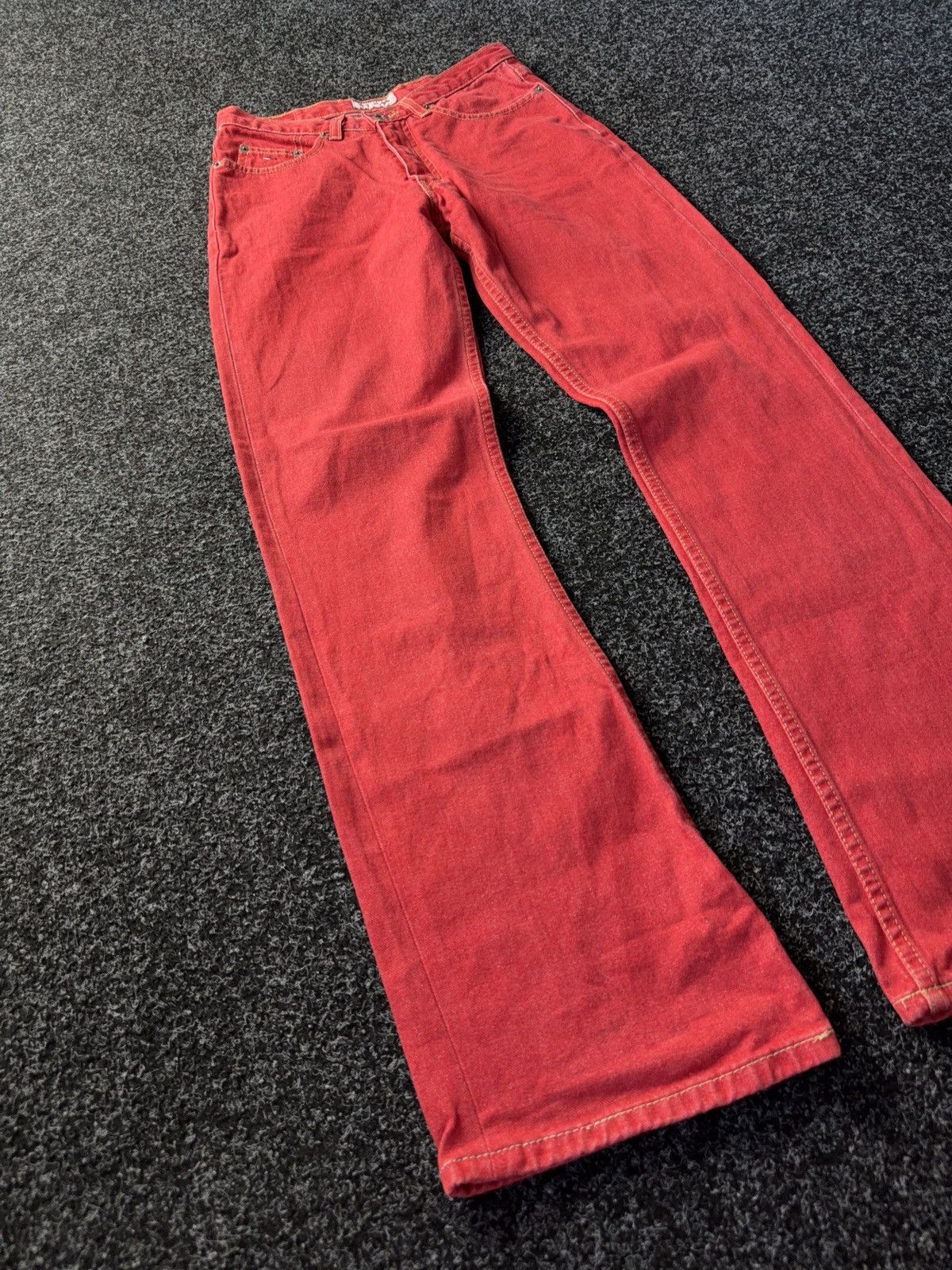 Japanese Brand × Tommy Hilfiger Tommy Hilfiger Hipster Red Flare Jeans Y2K Japanese style Size 27" / US 4 / IT 40 - 2 Thumbnail