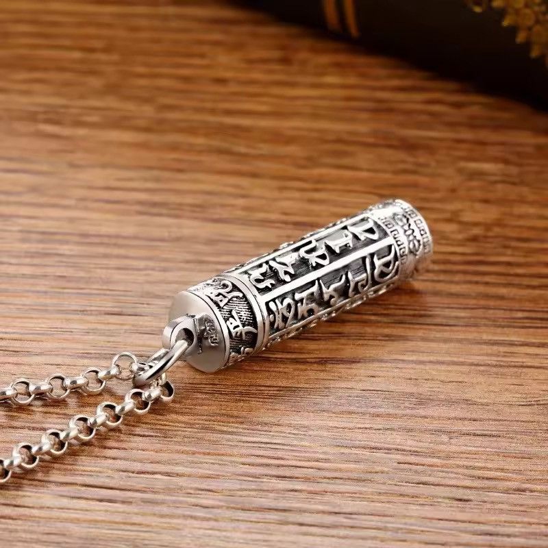 Jewelry Silver Prayer Cylinder Necklace Size ONE SIZE - 4 Thumbnail