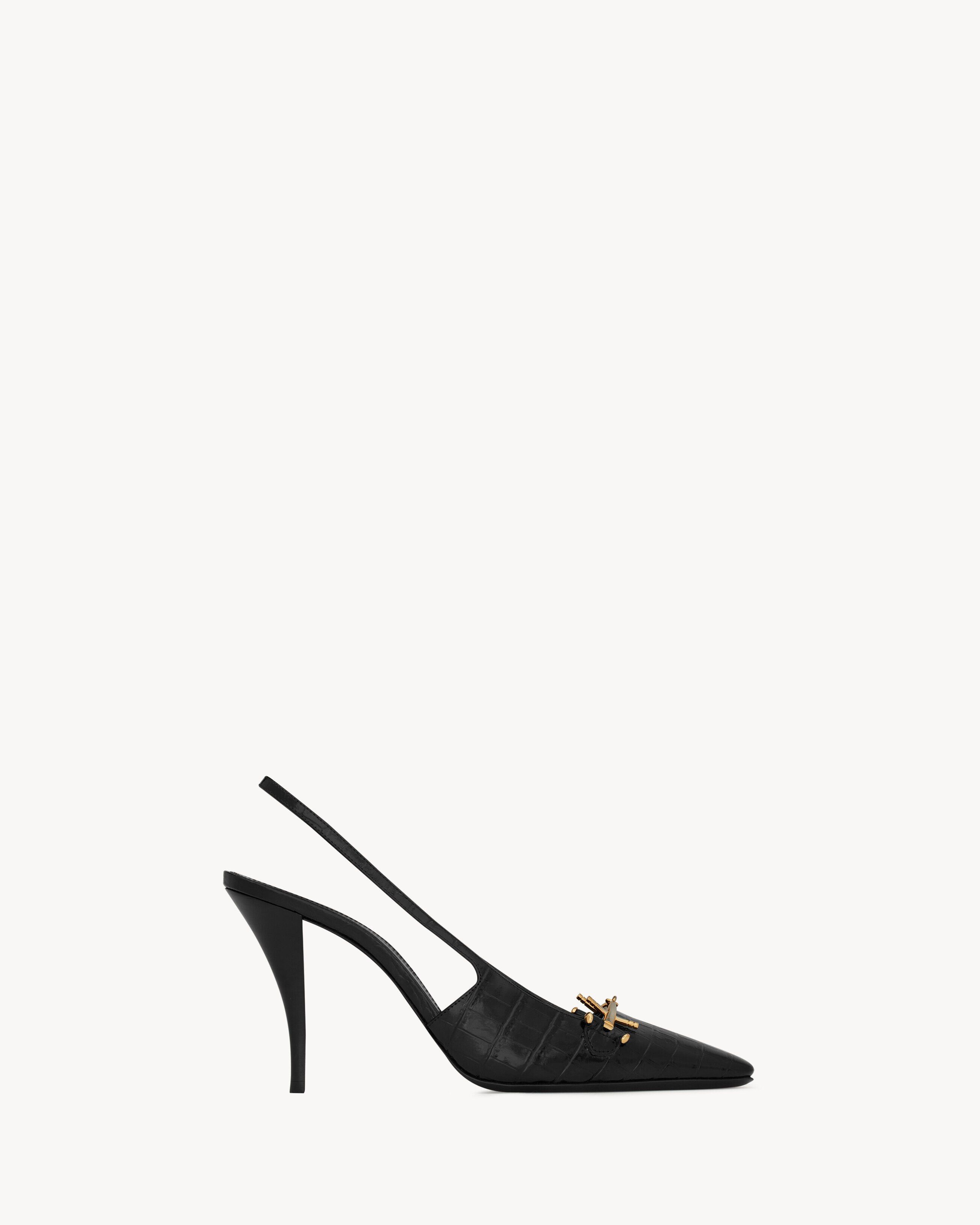 Saint Laurent Paris o1s1wg110625 709169 Blade Slingback Pumps in Crocodile Size US 7 / IT 37 - 1 Thumbnail