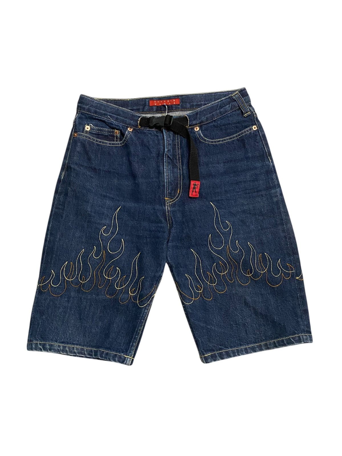 Japanese Brand × Vintage Vintage MiracleWoman Denim Flame Shortpants Size US 28 / EU 44 - 2 Thumbnail