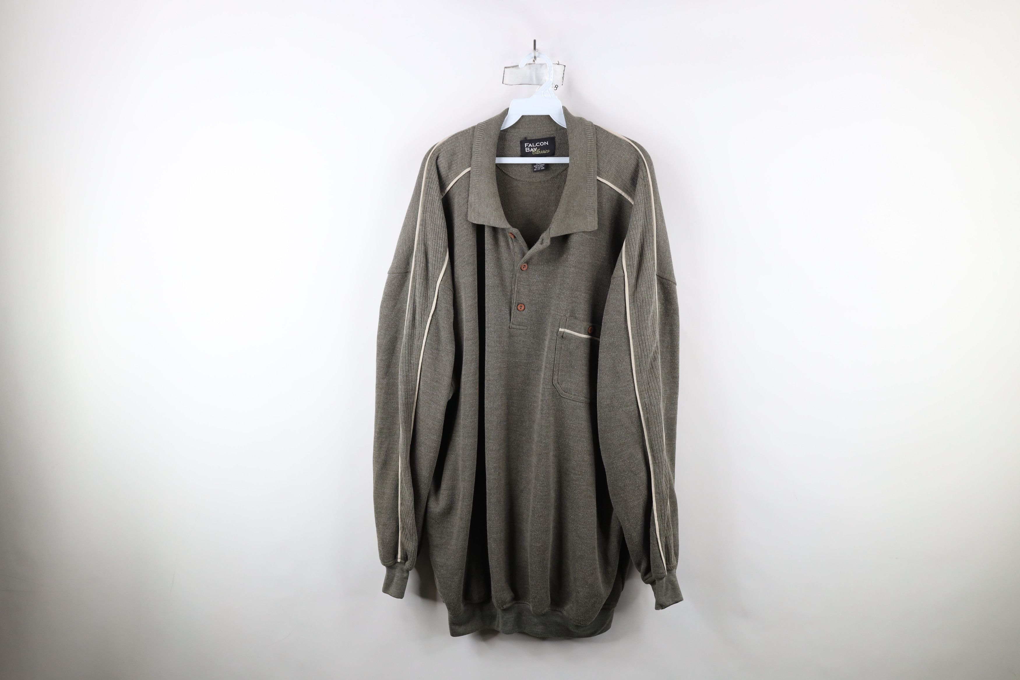 Vintage Vintage 90s Streetwear Ribbed Knit Pullover Polo Shirt Size US XXL / EU 58 / 5 - 1 Thumbnail