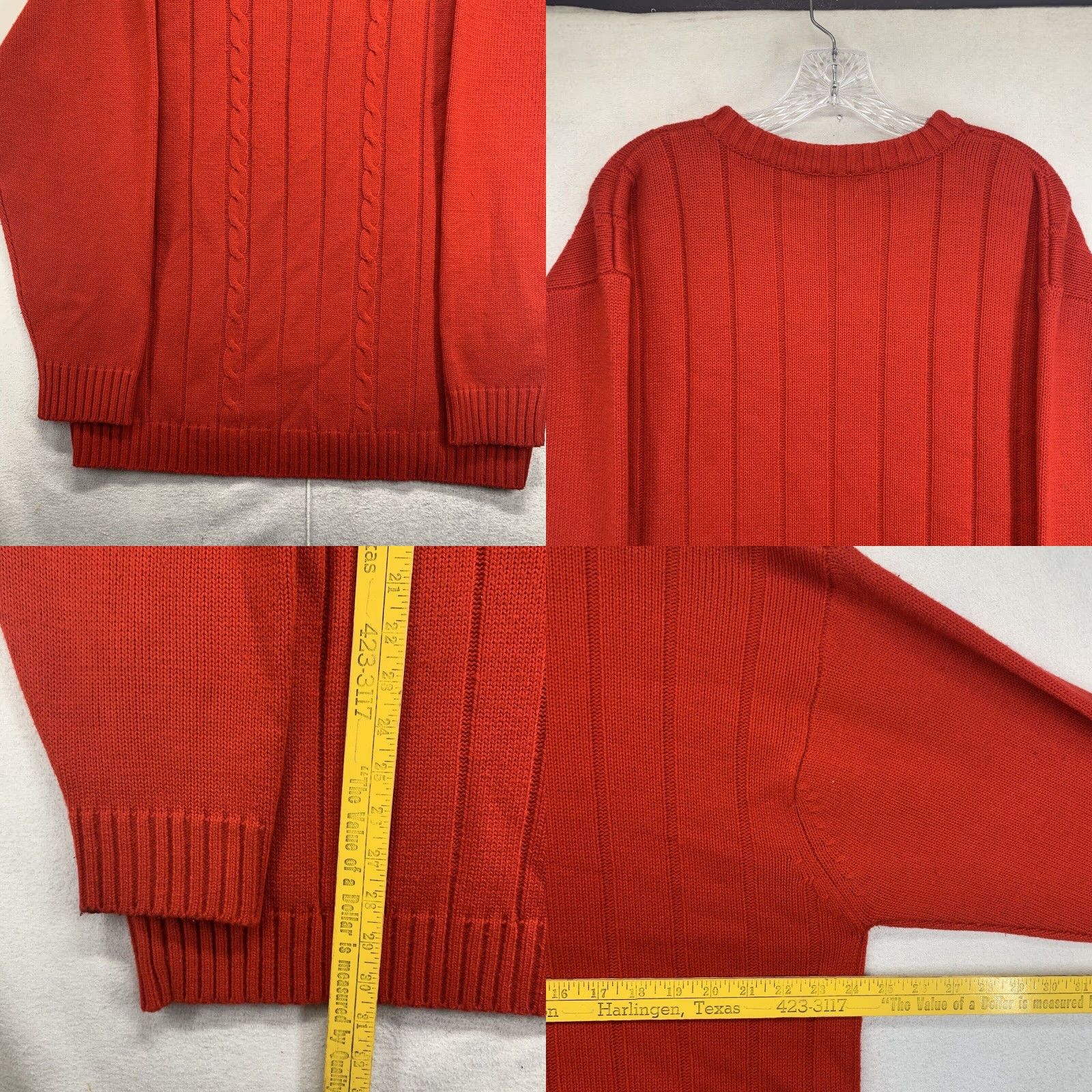 Vintage VINTAGE Ron Chereskin Cable Knit Sweater 2XL Bright Red Lightweight Acrylic Pullover Long Sleeve Casual 90s Y2K Mens Size US XXL / EU 58 / 5 - 8 Thumbnail