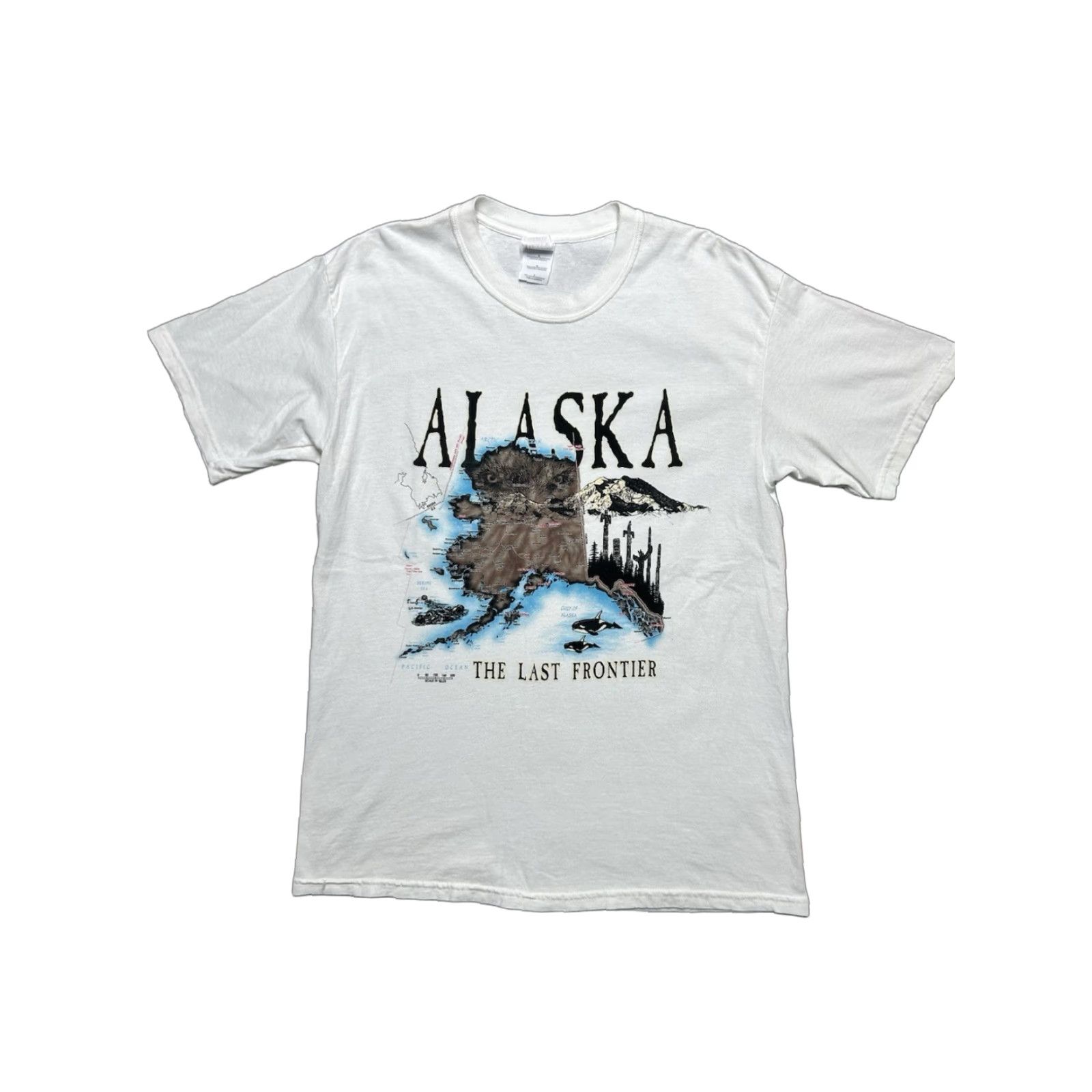 Vintage VINTAGE Animal T-Shirt Alaska the last frontier wolf whale nature animal Large White Mens Size US L / EU 52-54 / 3 - 1 Thumbnail