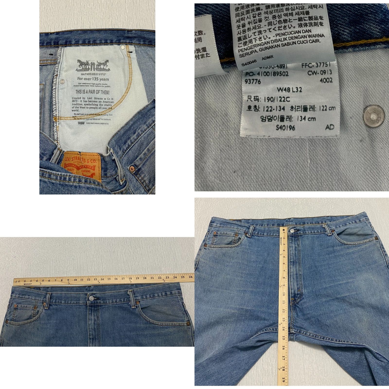 Levi's VINTAGE Levi's 550 Relaxed Fit Jeans 48×32 Blue Denim Pants Baggy Mens Jeans 5-Pocket Design Straight Size US 32 / EU 48 - 8 Thumbnail