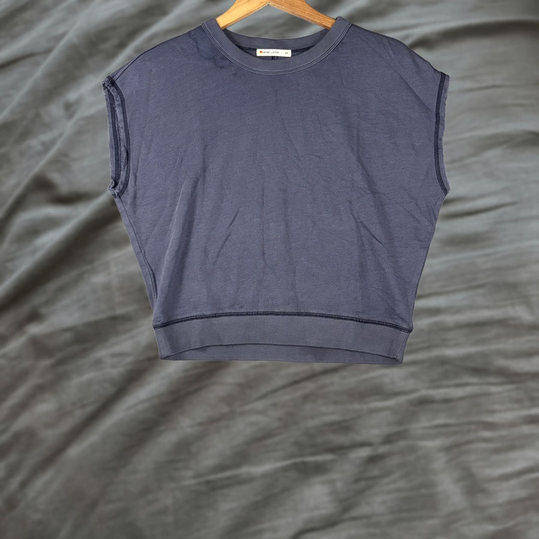 Marine Layer Marine Layer Womens XS Blue Terry Cropped Tank Top Casual Size XS / US 0-2 / IT 36-38 - 1 Thumbnail
