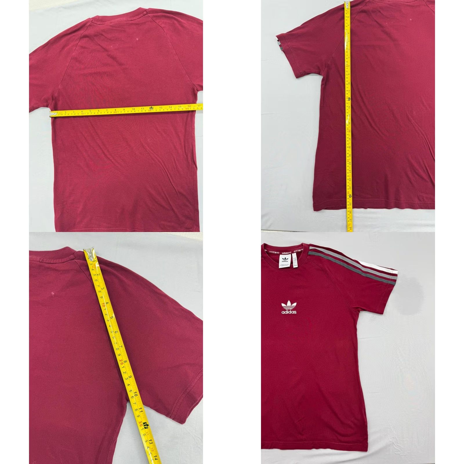Adidas Adidas Originals T-Shirt Men XS Burgundy 3-Stripes Stripe Cotton Short Sleeve Crew Neck Jersey Relaxed Fit Size US XS / EU 42 / 0 - 9 Thumbnail