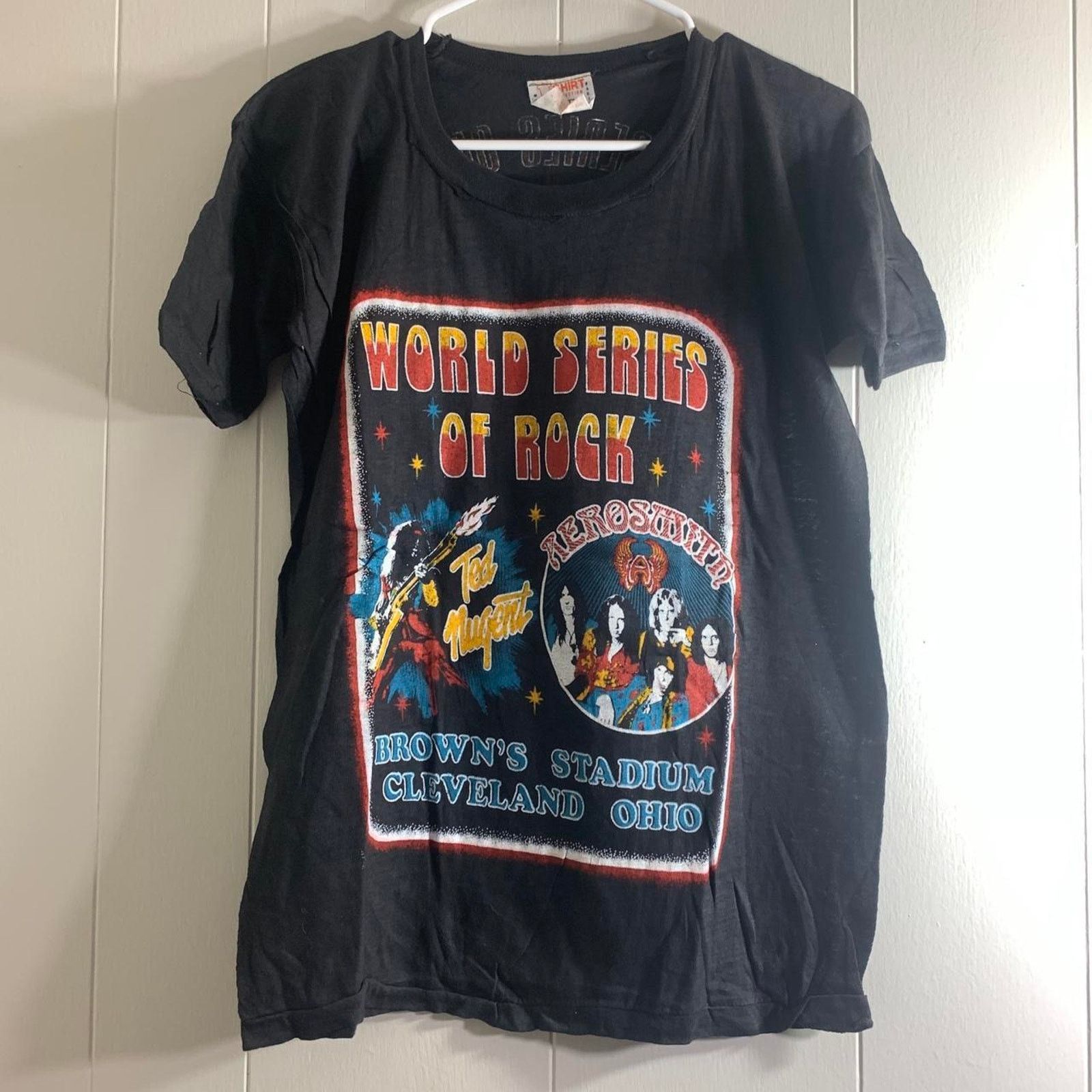 Vintage 1979 AEROSMITH TED NUGENT JOURNEY AC/DC THIN LIZZY tee shirt Size US M / EU 48-50 / 2 - 2 Thumbnail