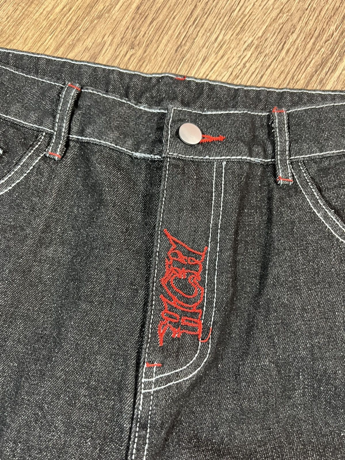 Designer 💀Men’s Jeans Heaven Can Wait Black Y2K Wide Leg Baggy Pants💀 Size US 40 / EU 56 - 4 Thumbnail