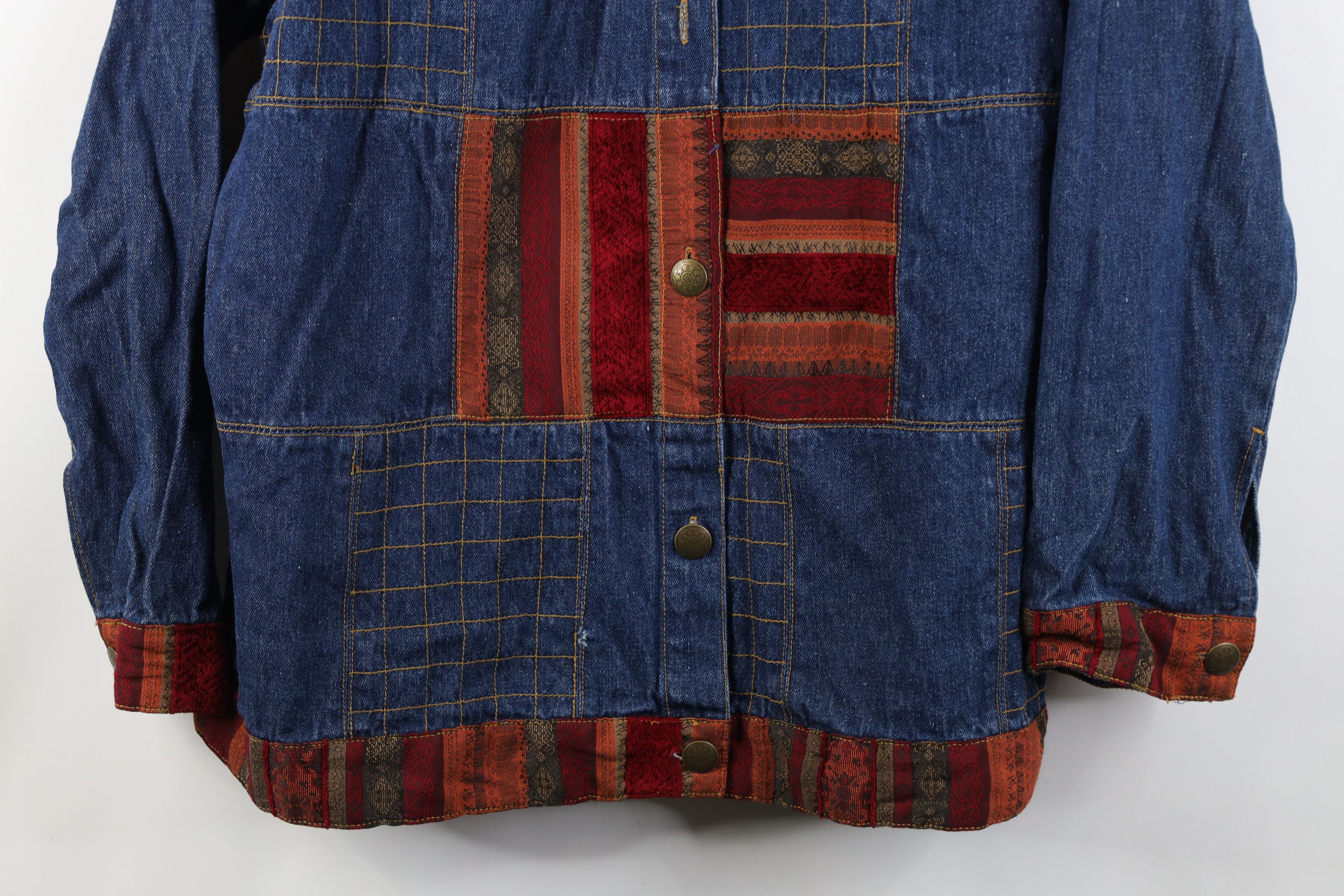 Vintage Vintage 90s Y2K Streetwear Patchwork Denim Shirt Jacket Size L / US 10 / IT 46 - 3 Thumbnail