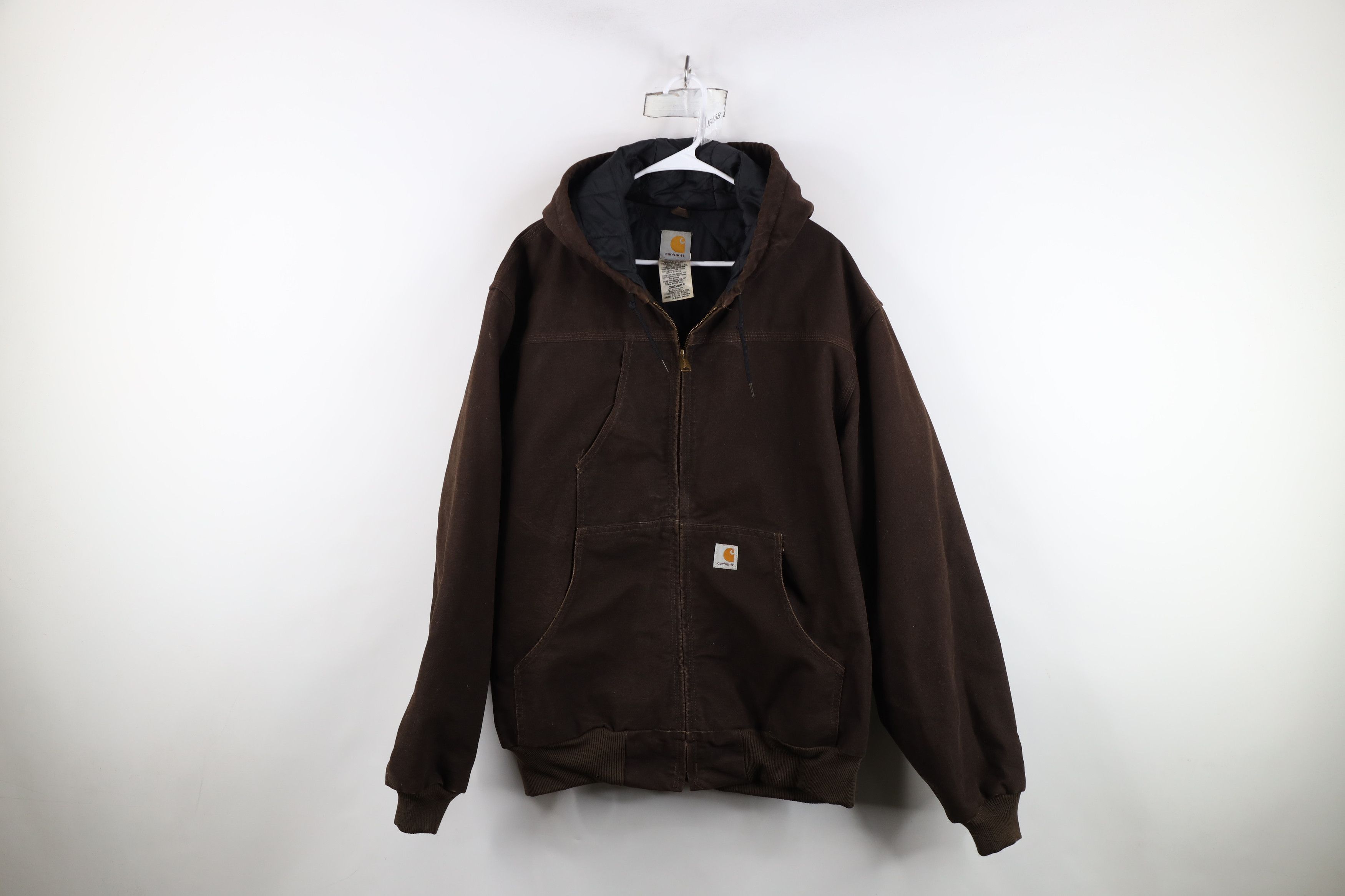 Carhartt Vintage Y2K Carhartt Quilted Canvas Hooded Jacket Dark Brown Size US XL / EU 56 / 4 - 1 Thumbnail