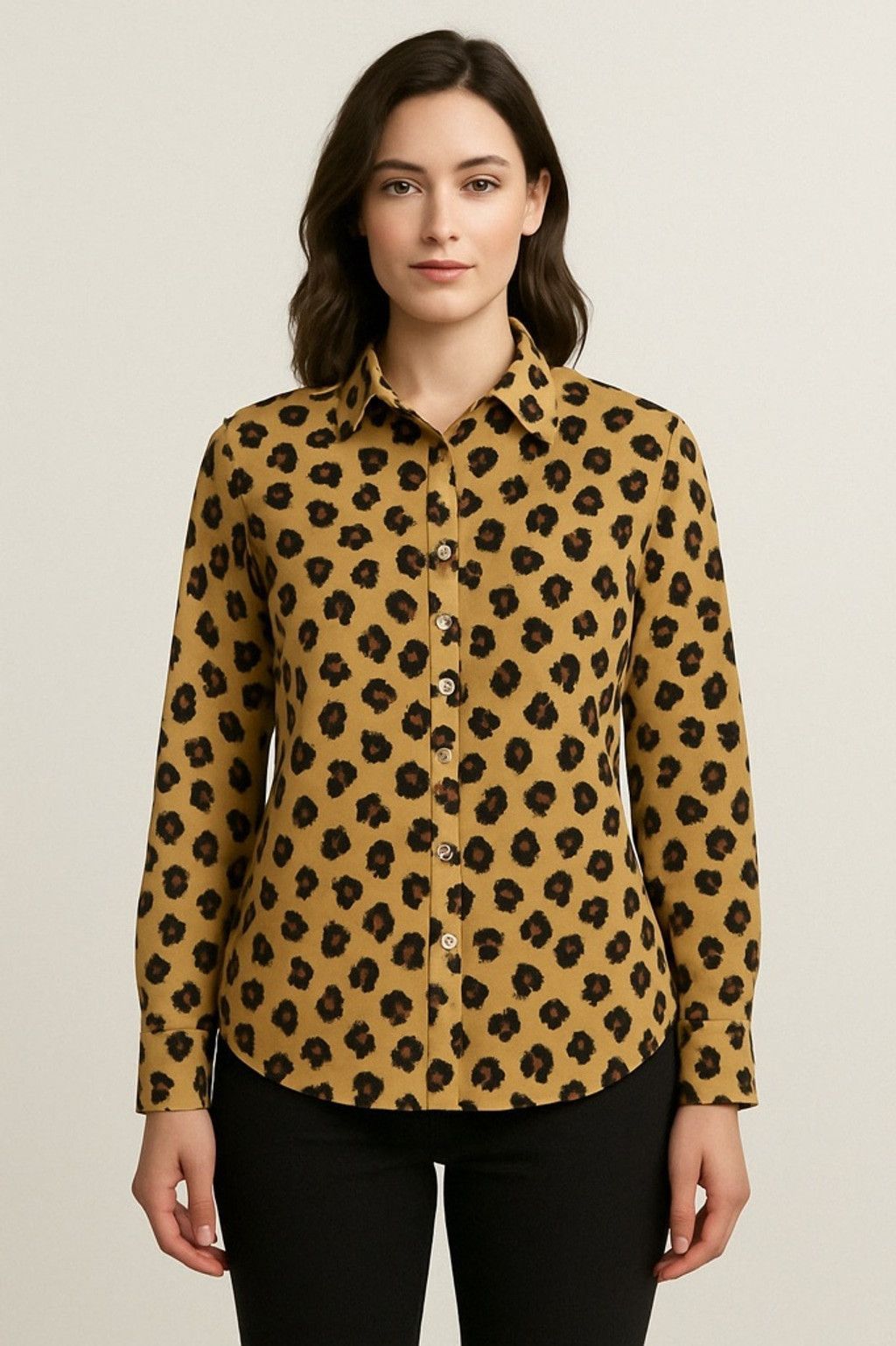 Kim Jones Kim Rogers XL Leopard Print 100% Cotton Button-Down Blouse Size XL / US 12-14 / IT 48-50 - 1 Thumbnail