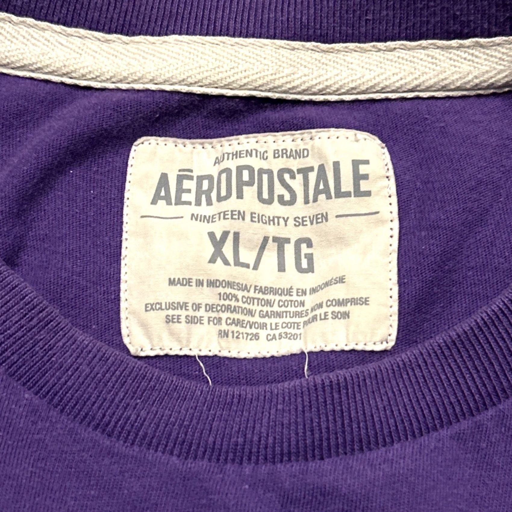 Aeropostale AEROPOSTALE T-Shirt Men’s XL Purple “AERO N.Y. Est. 1987” 90s Crew Neck Short Sleeve Graphic Shirt Size US XL / EU 56 / 4 - 3 Thumbnail