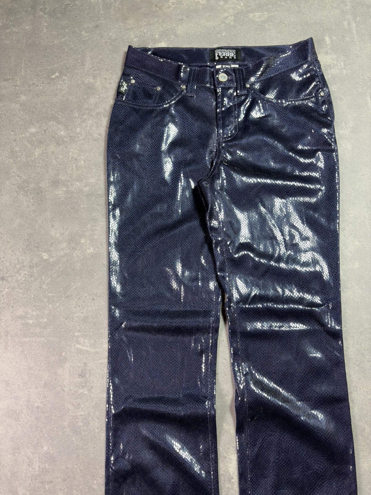Gianfranco Ferre DSWT Blue Glitter Loose Light Trousers Pants 27 Rare Size 27" / US 4 / IT 40 - 4 Thumbnail