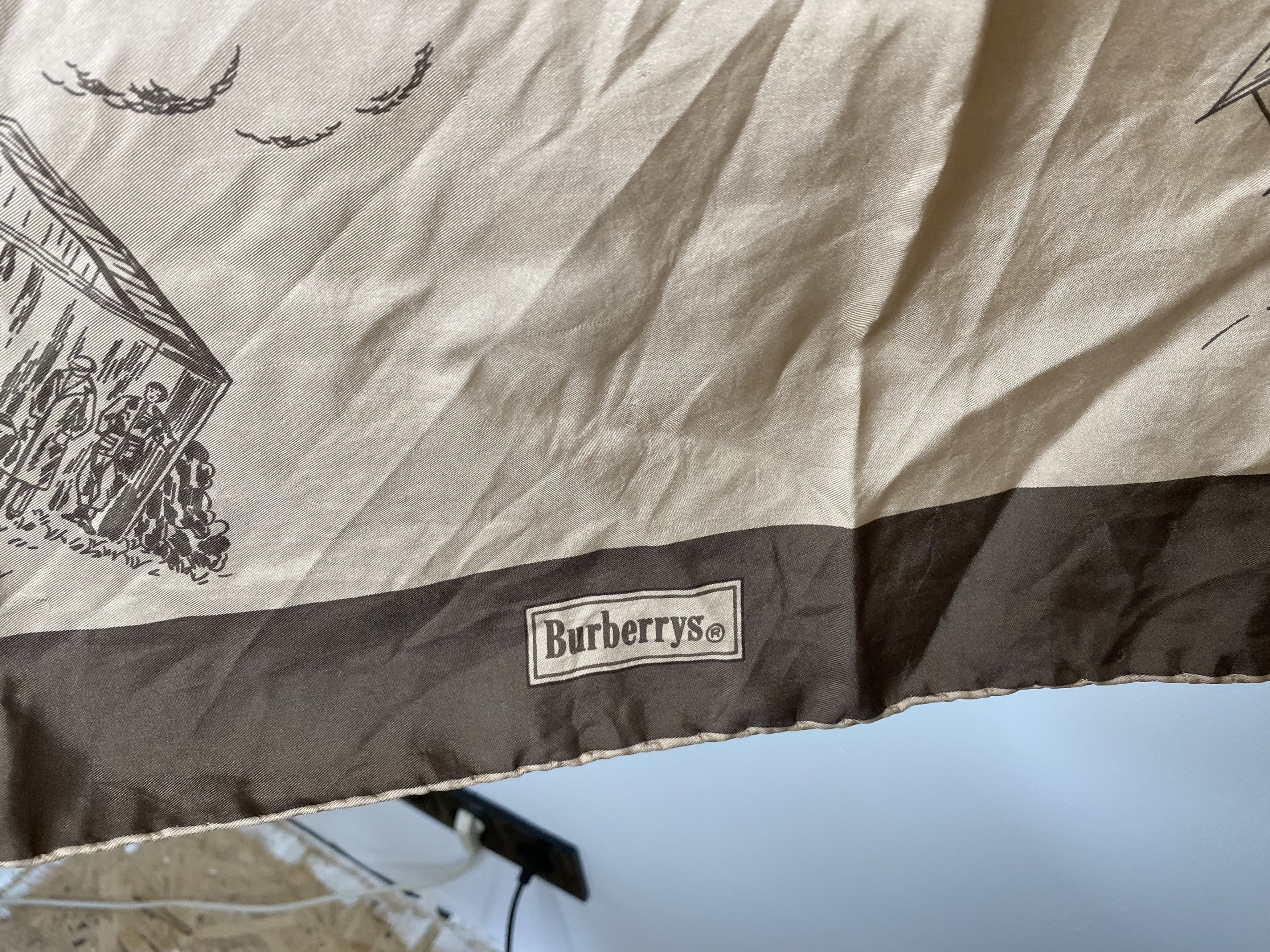 Burberry BURBERRY BURBERRYS OLD AIRCRAFT SCENE VINTAGE SILK SCARF Size ONE SIZE - 3 Thumbnail