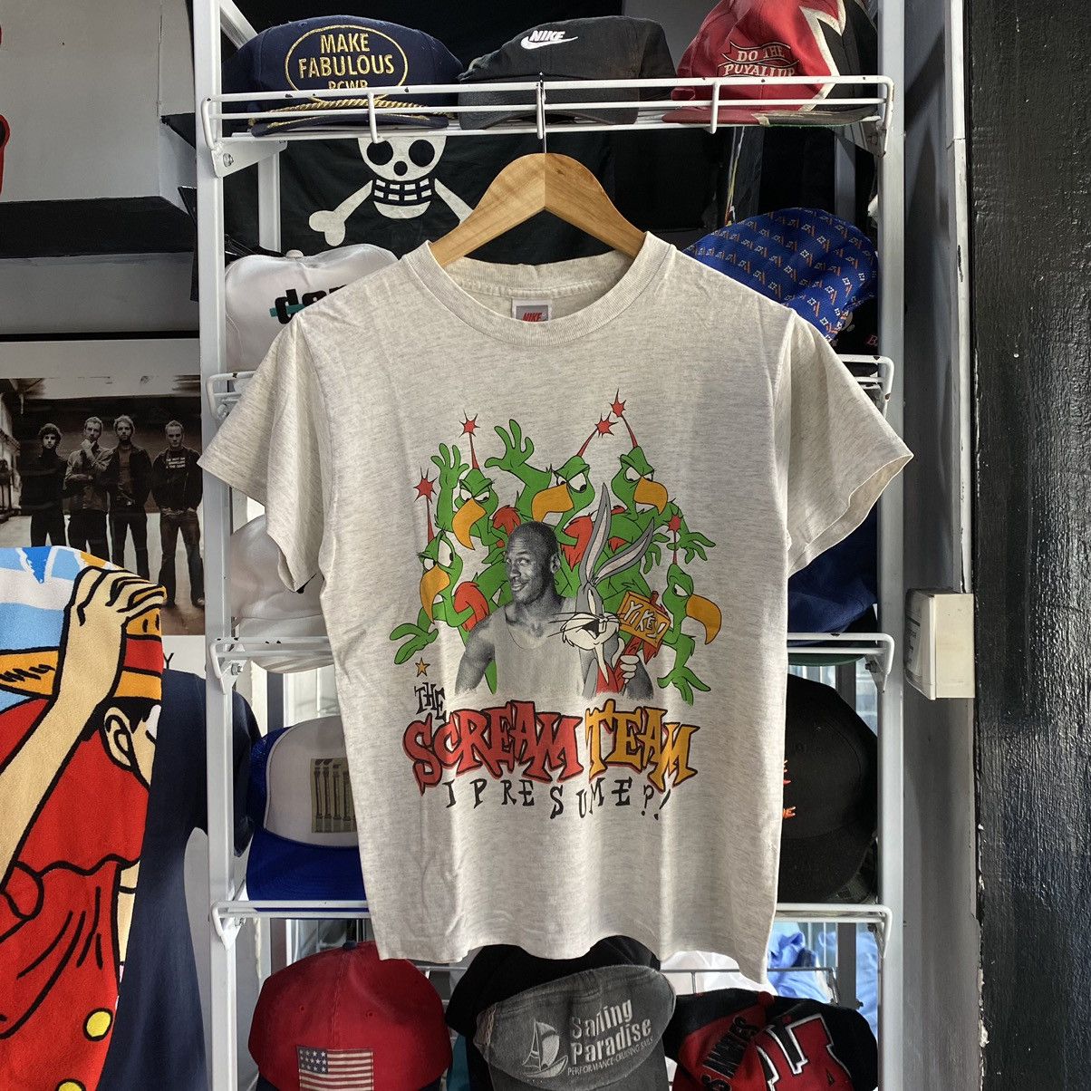 image of 90's Nike Space Jam Movie Michael Jordan 1993 Shirt in Grey, Men's (Size XS)