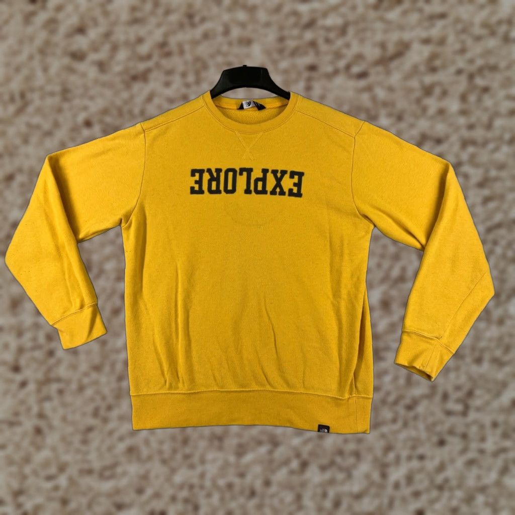 The North Face The North Face Sweater Men Medium Yellow Pullover Crew Neck Cotton Fleece Embroidered Logo Sweater | Mens | Regular Fit - Yellow | 90s? Size US M / EU 48-50 / 2 - 1 Thumbnail