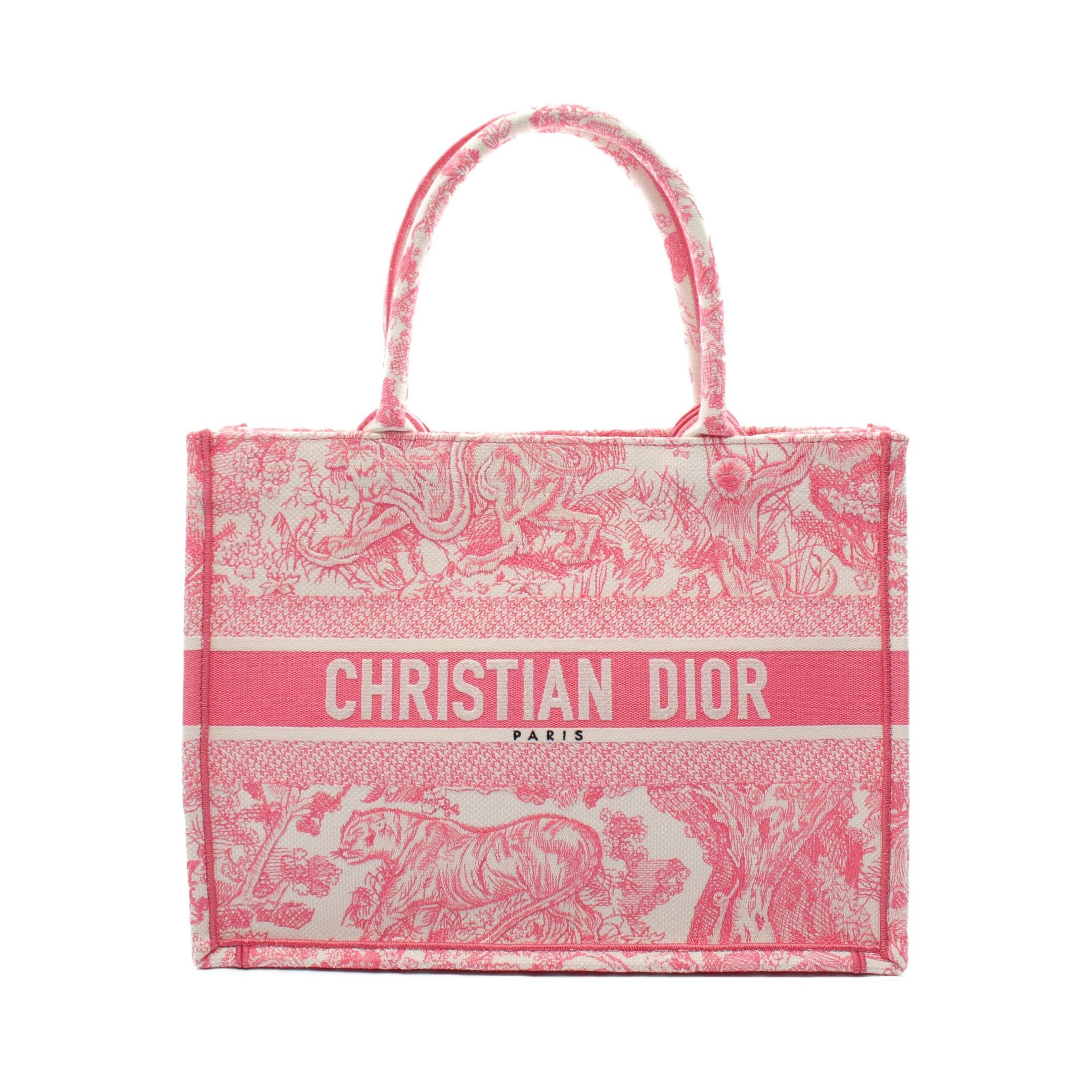 Dior Dior Dioriviera Dior Book Tote Medium Toile De Jouy Handbag Bag Canvas Pink White Size ONE SIZE - 1 Thumbnail