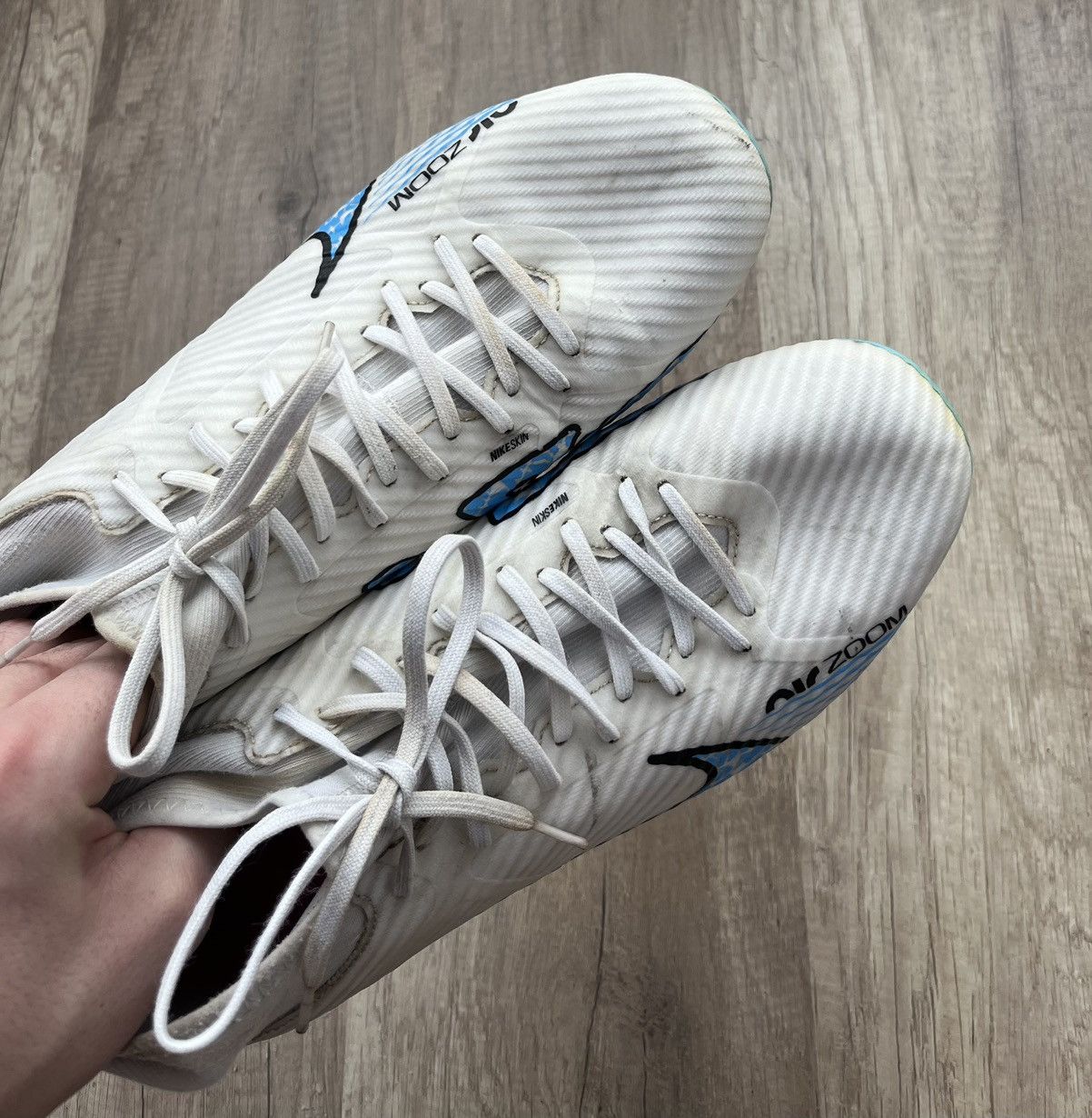 Nike Nike Mercurial Zoom Superfly 9 Elite FG White/Blue Size US 11 / EU 44 - 7 Thumbnail