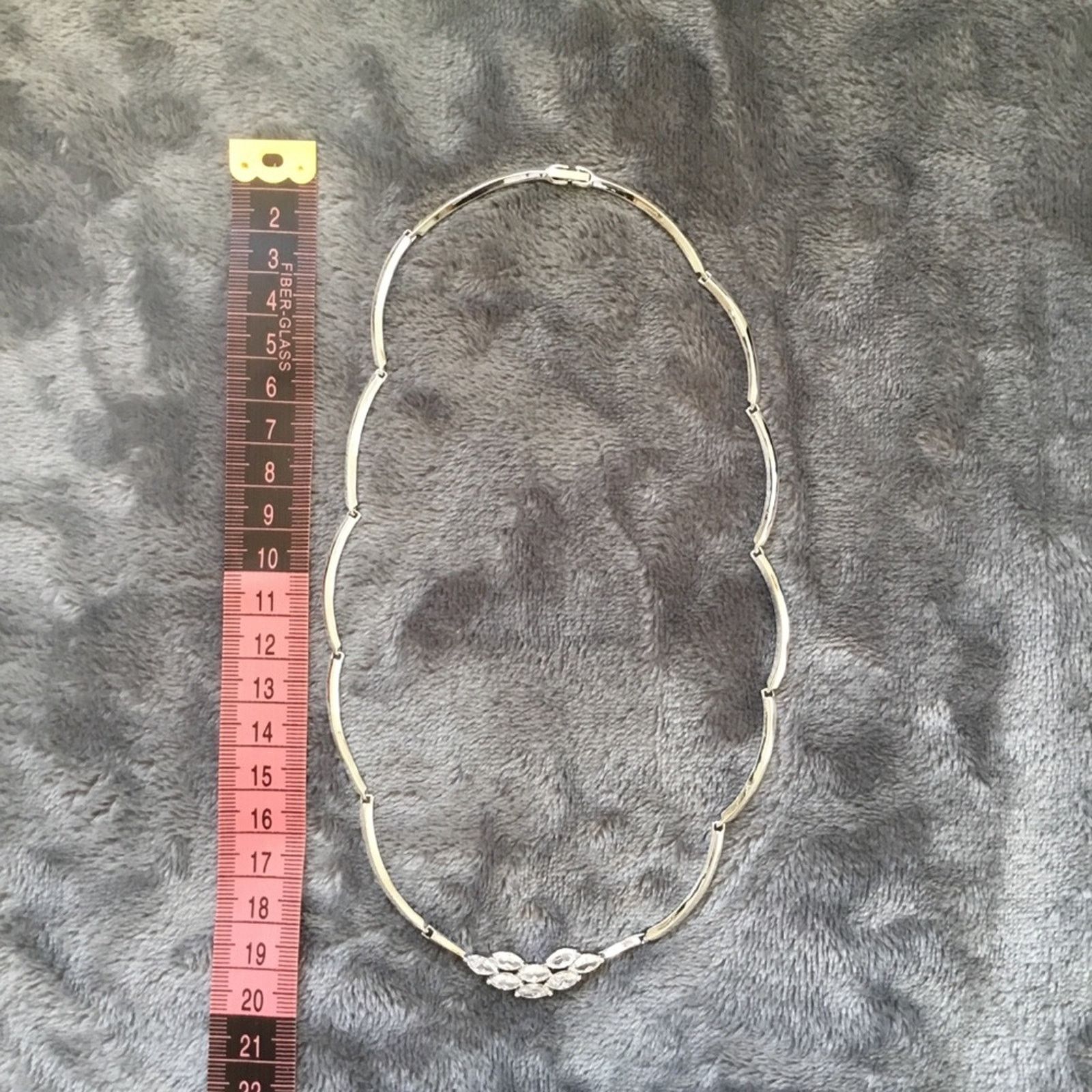 Other Sterling Silver Oval Flower Crystal Statement Necklace Size ONE SIZE - 10 Thumbnail