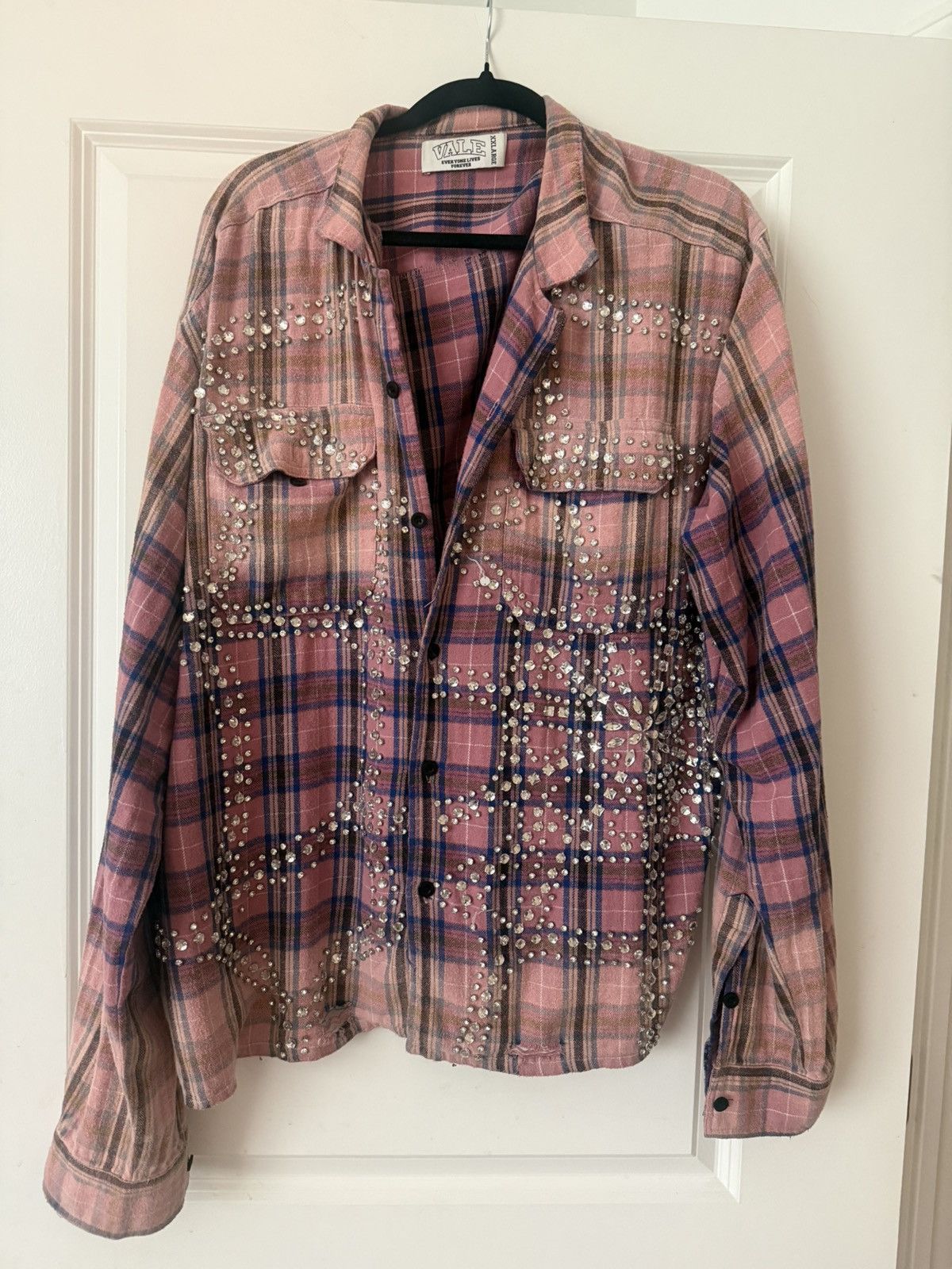 Vale Vale Forever Pink Rhinestone Flannel Button Up Size US XXL / EU 58 / 5 - 1 Thumbnail