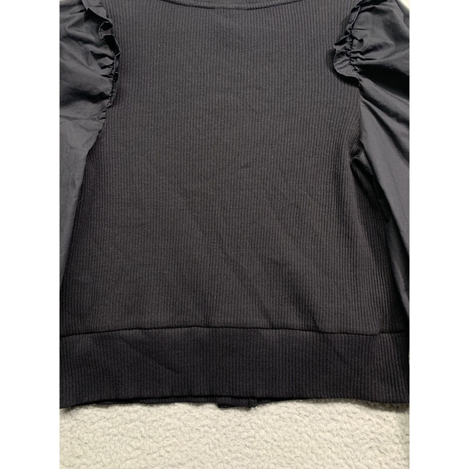 Vintage WHO WHAT WEAR Pullover Top Women XS Black V-Neck Knit Body Blousy Sleeves NWT Size XS / US 0-2 / IT 36-38 - 7 Thumbnail