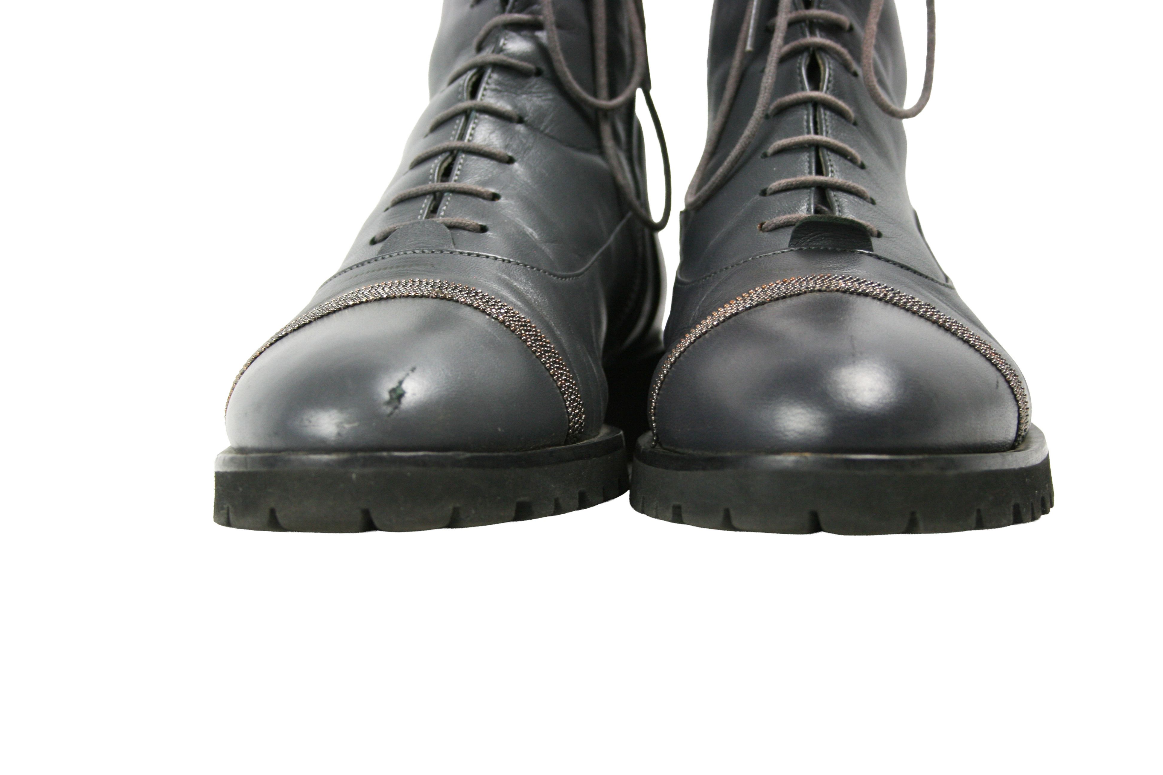 Fabiana Filippi Extra Light Leather Zip Ankle Combat Boots Size US 8 / IT 38 - 4 Thumbnail