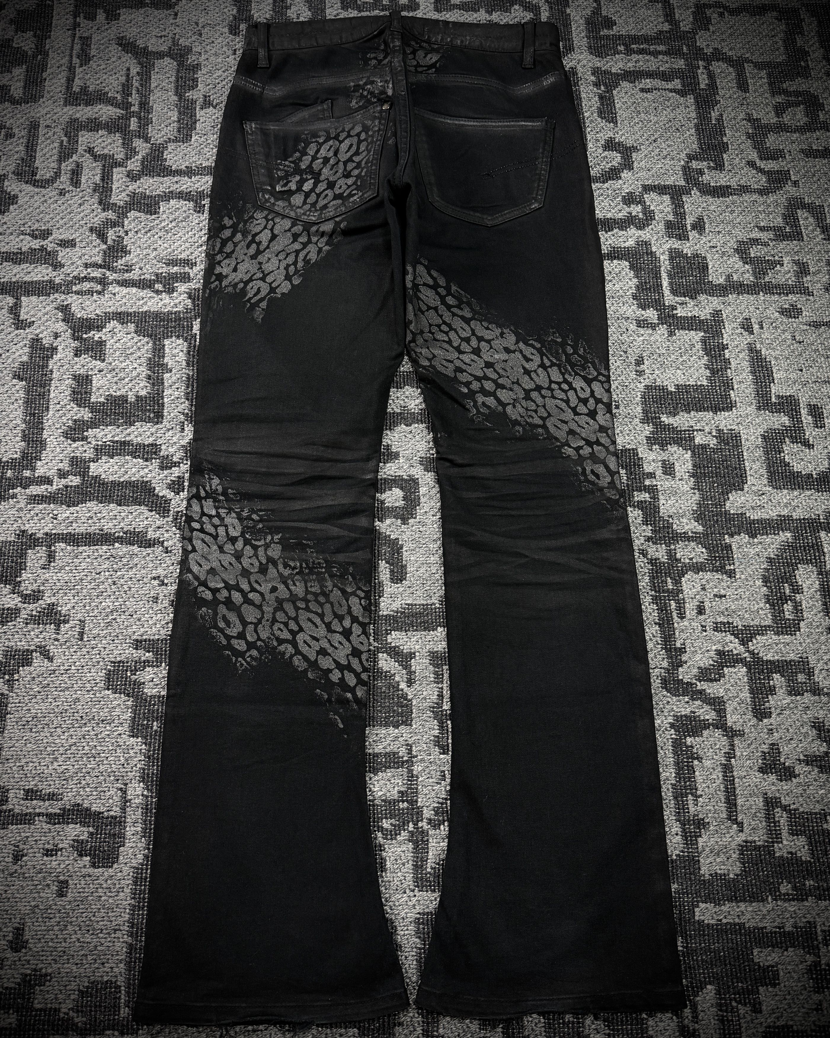 JACKROSE Jack Rose x Luv Maison Leopard Glitter Coated Flare Jeans Size US 31 - 6 Thumbnail