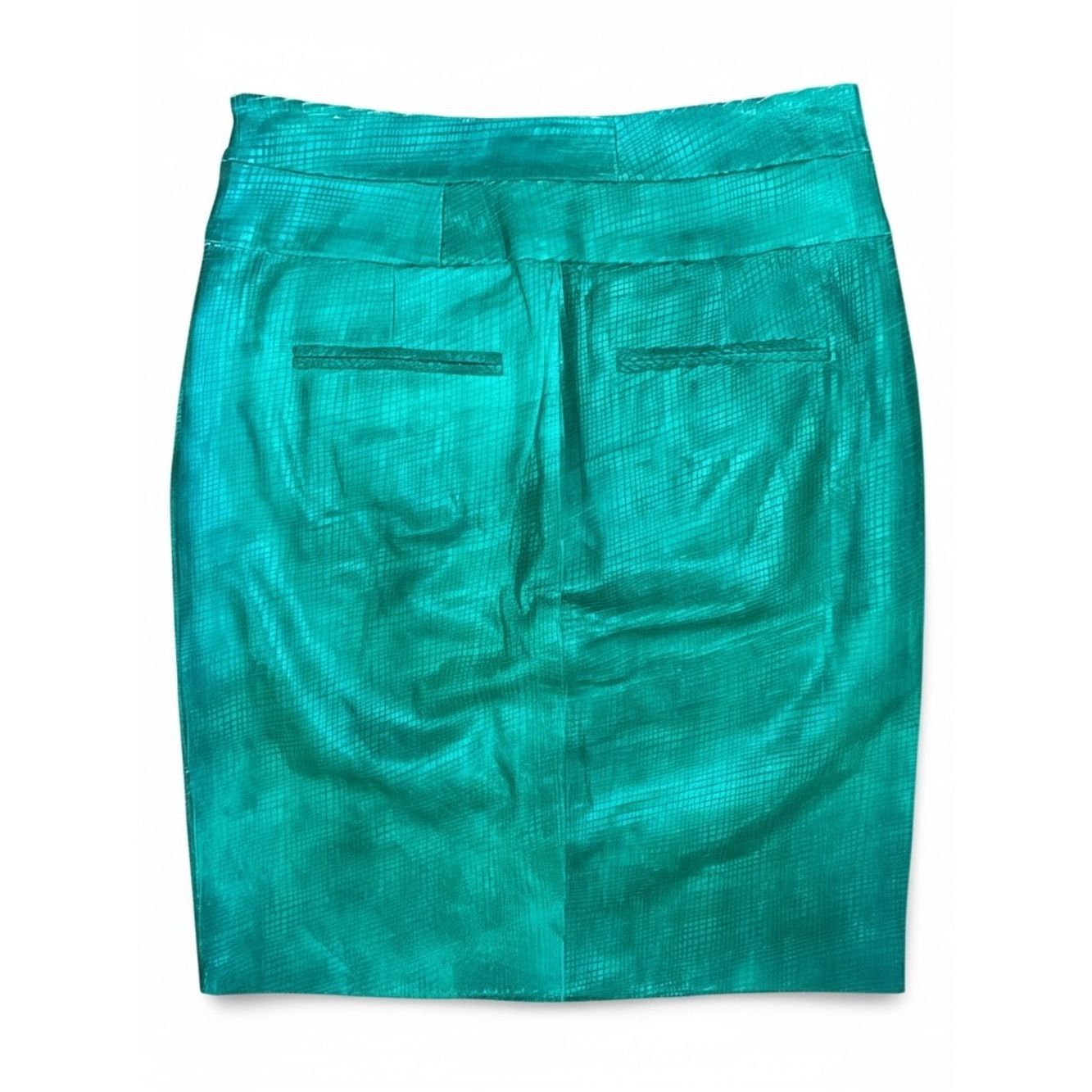 Other Poleci Embossed Green Leather Mini Skirt Front Slit XS Size Size 26" / US 2 / IT 38 - 3 Thumbnail