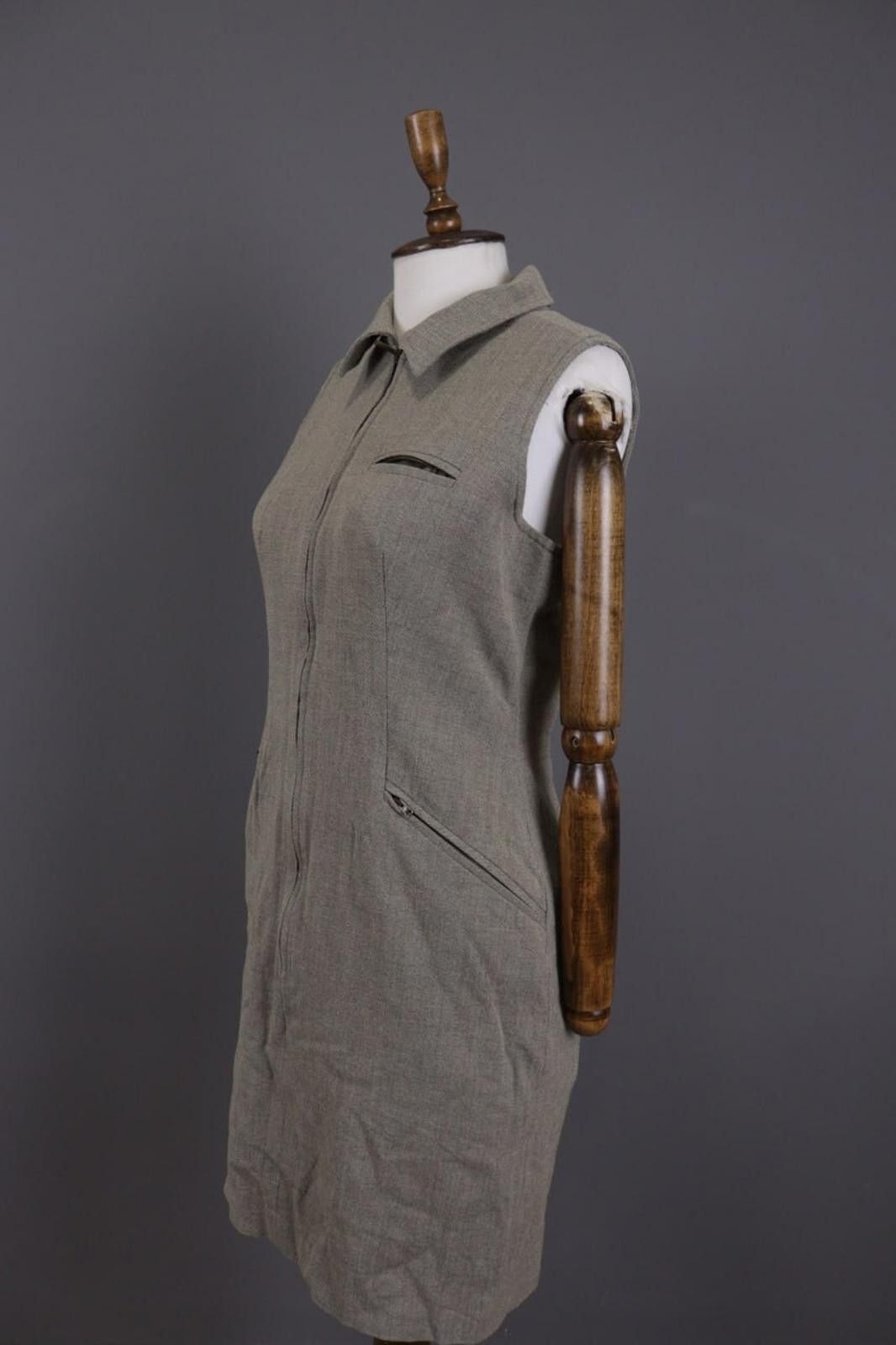 Guy Laroche Guy Laroche Gray Sleeveless Full Zip Bodycon Knee Dress 38 Size M / US 6-8 / IT 42-44 - 7 Thumbnail