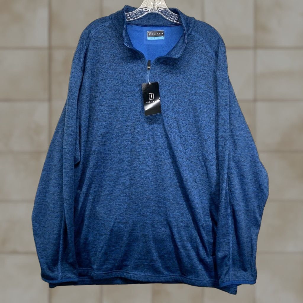 PGA Tour PGA TOUR Sweatshirt Men 2XL Blue 1/4 Zip Mock Neck Embroidered Logo Pockets NWT Size US XXL / EU 58 / 5 - 1 Thumbnail