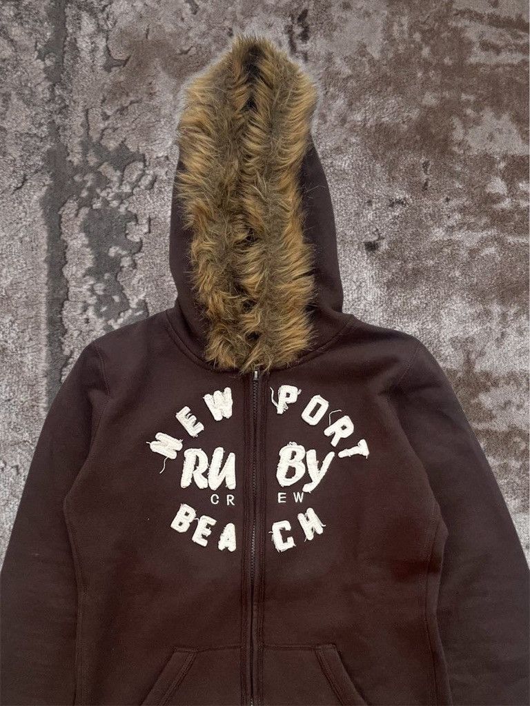 Other Vintage Ruby Tuesday Faux Fur Brown Zip Hoodie Size M / US 6-8 / IT 42-44 - 2 Thumbnail