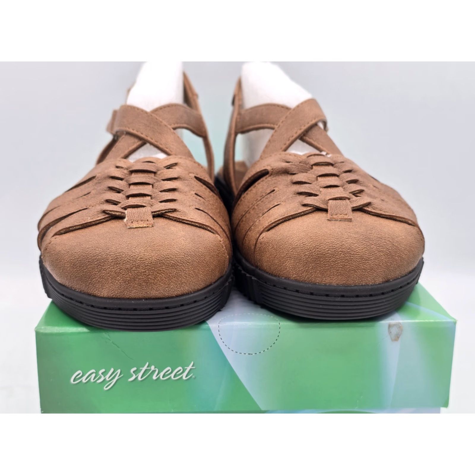 Vintage Easy Street Hue Women's Slip On Tan Sz 6 M - Tan Flat Casual Shoe Adult Female Size 6 M Leather-Look Synthetic Loafers & Moccasins Women Size US 6 / IT 36 - 3 Thumbnail