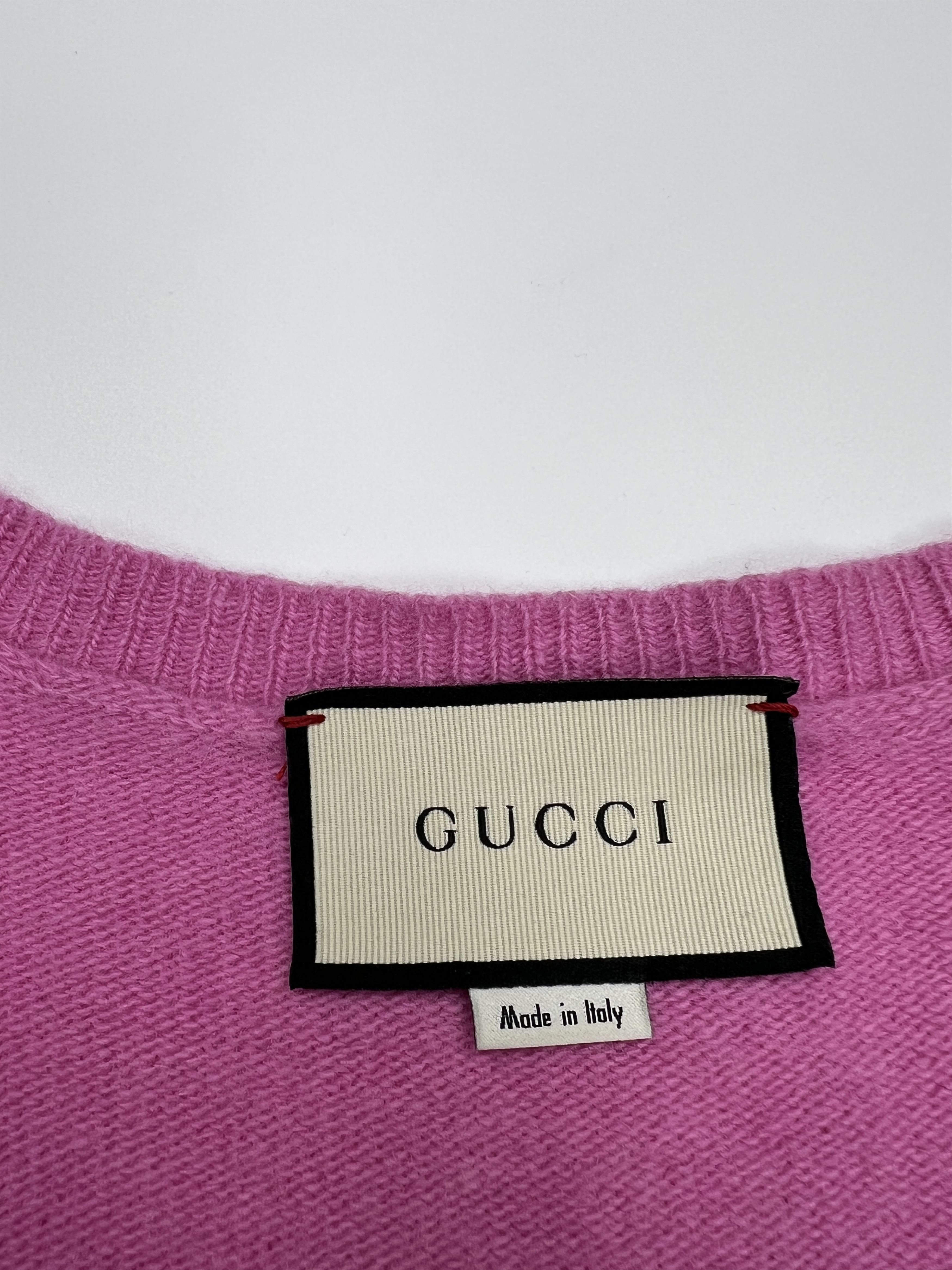 Gucci Gucci V Neck Pink Wool Cashmere Sweater Size M / US 6-8 / IT 42-44 - 7 Thumbnail