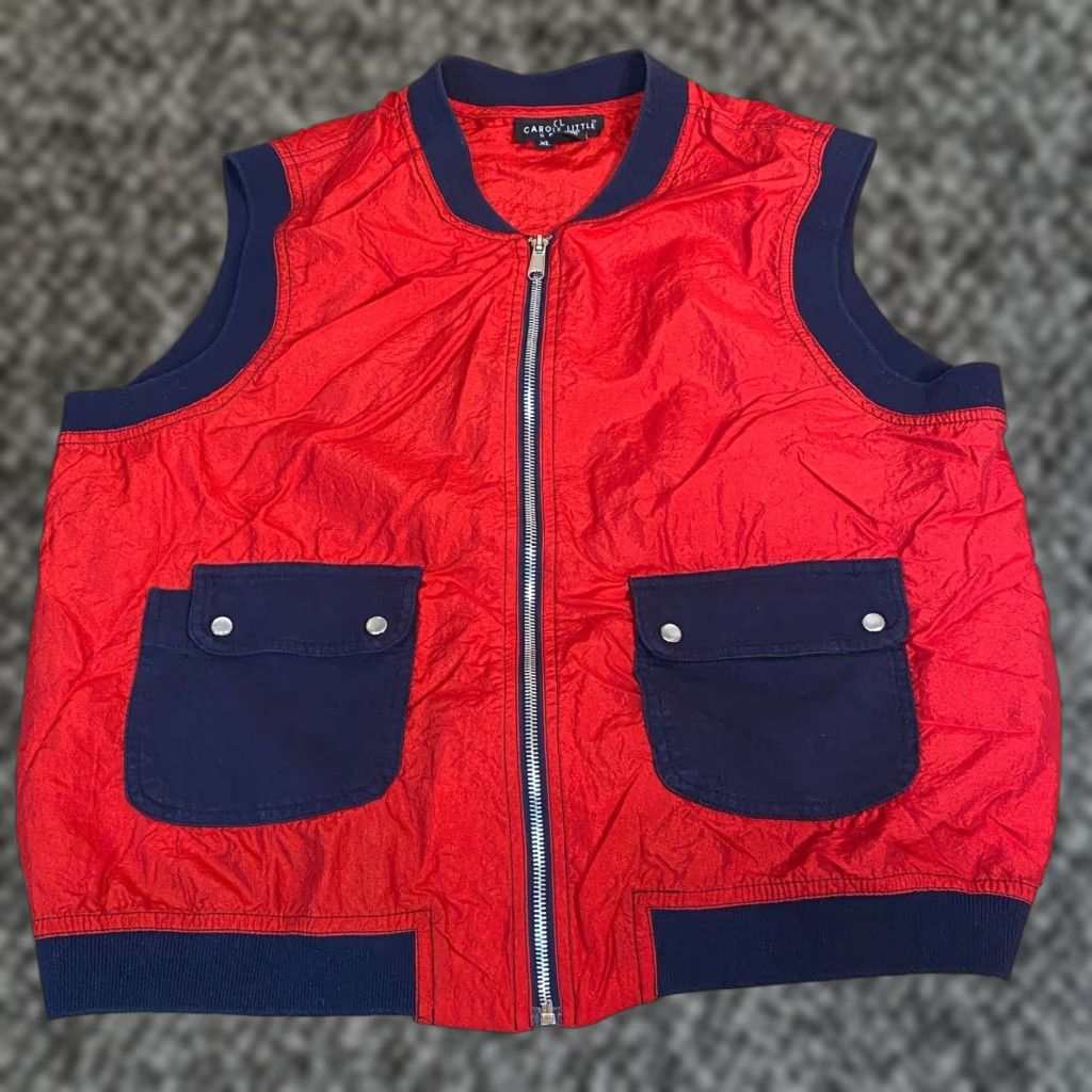 Vintage VINTAGE Carole Little Sport Vest Bomber Women's XL Red Navy Blue Zip Pockets Nylon Lightweight USA Made Size XL / US 12-14 / IT 48-50 - 1 Thumbnail