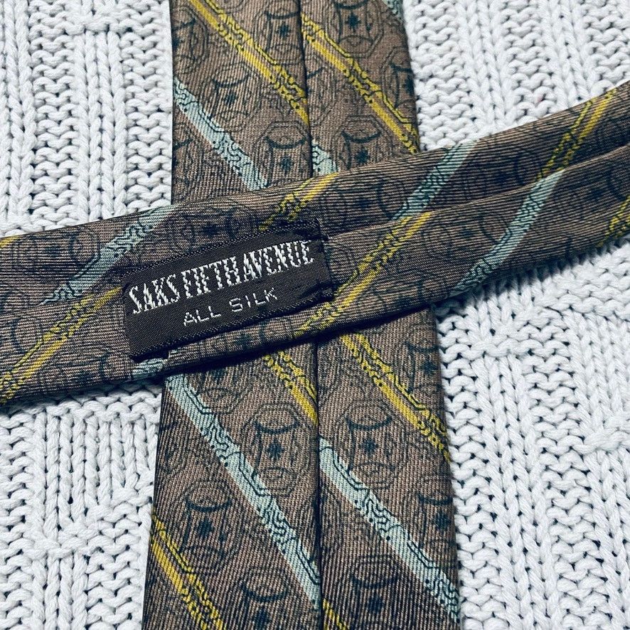 Vintage Vintage Saks 5th Ave brown stripe silk tie Size ONE SIZE - 3 Thumbnail