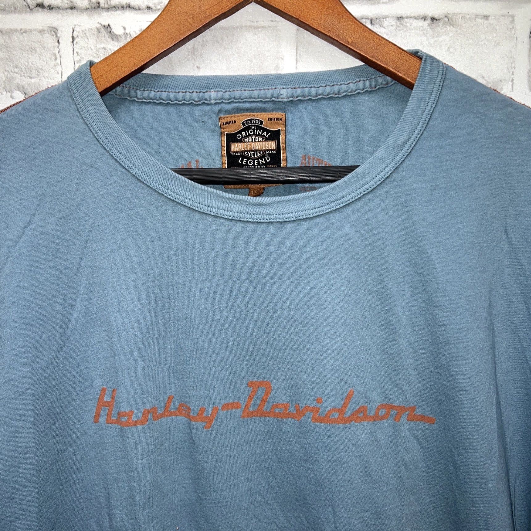 Harley Davidson Harley-Davidson Original Motor Legend Blue T-Shirt Mens XL Size Size US XL / EU 56 / 4 - 2 Thumbnail
