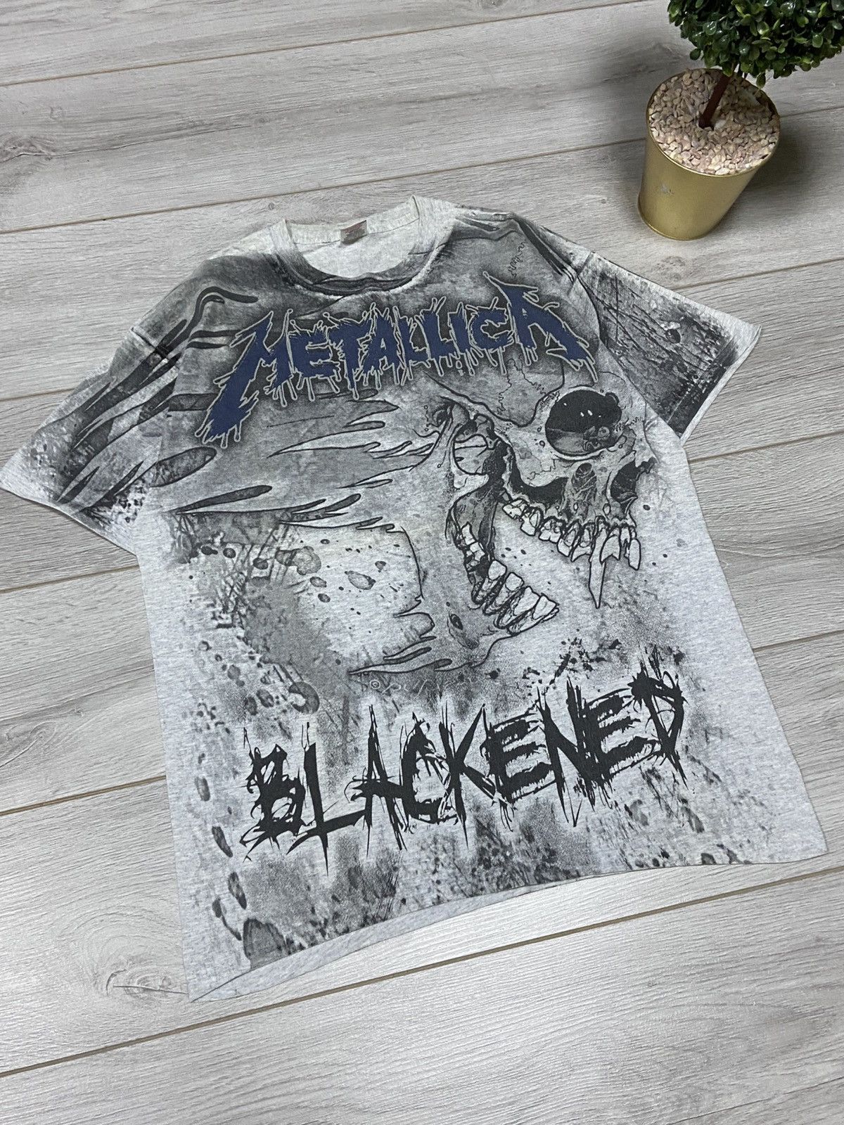 Metallica Metallica skull ☠️ blackened vintage over print t-shirt Size US L / EU 52-54 / 3 - 4 Thumbnail