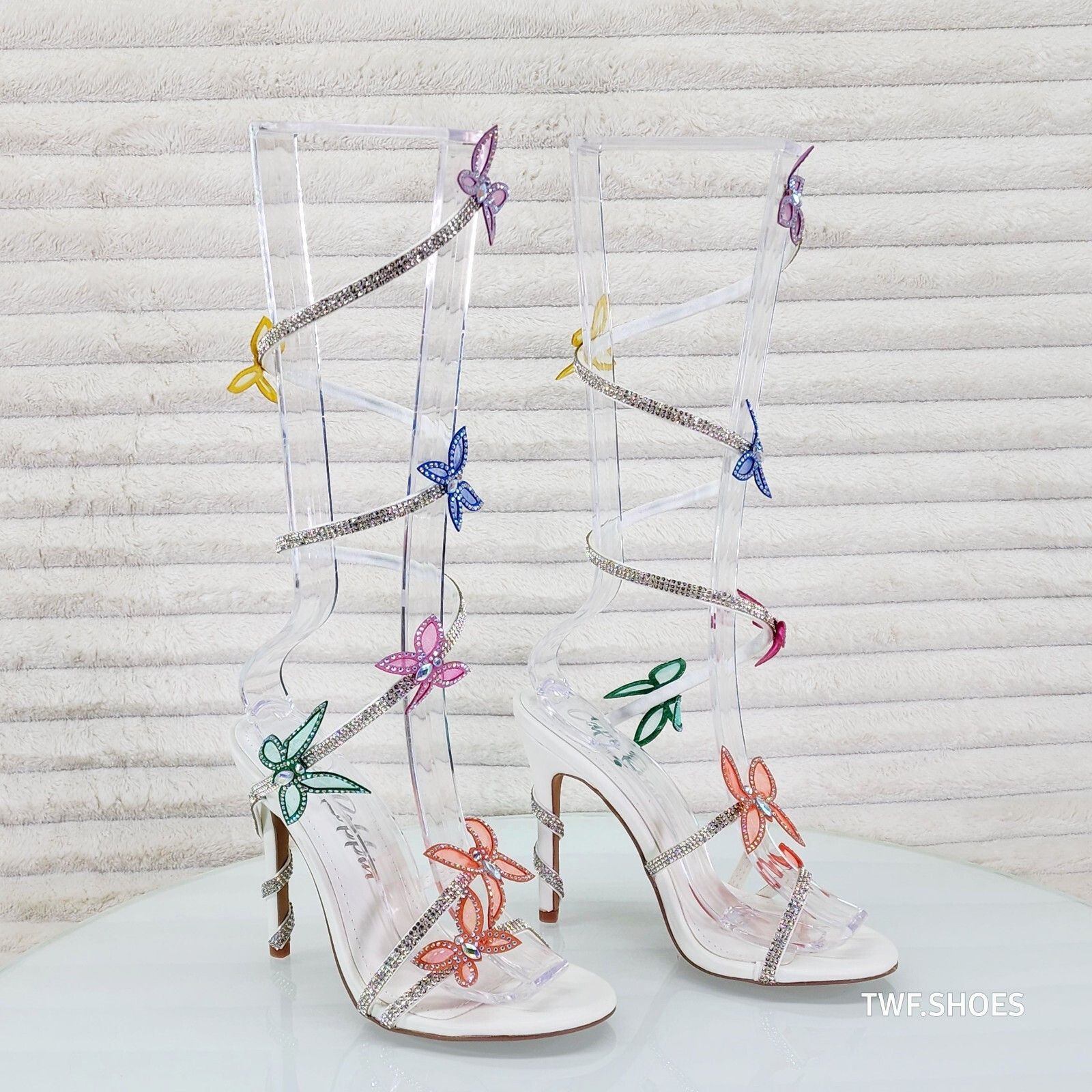 Other Fly Girl White Upper & Rhinestones Multi Color Butterfly Wra Size US 6.5 / IT 36.5 - 5 Thumbnail