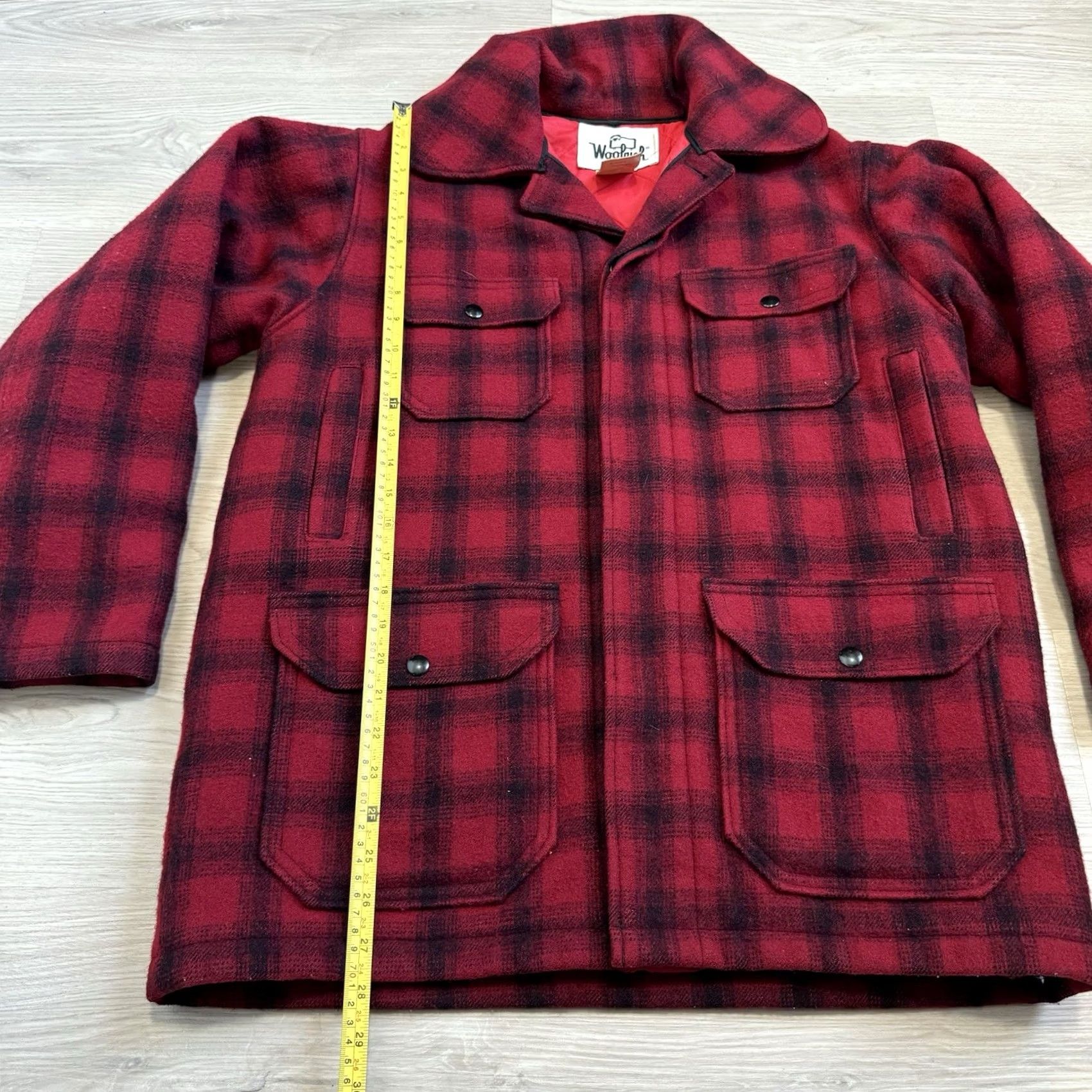 Vintage VINTAGE Woolrich Mackinaw Coat Jacket Hunting Wool 40 Men Plaid Woolen Mills Lined Pockets Size US XXS / EU 40 - 7 Thumbnail