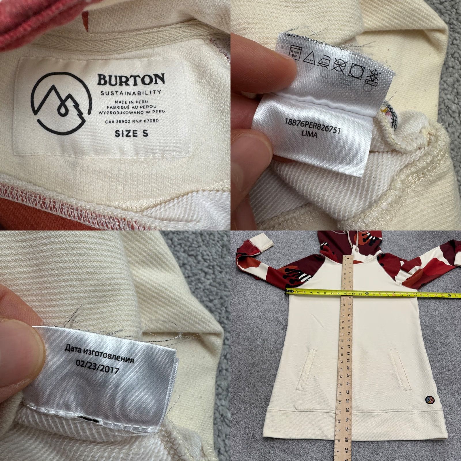 Burton Burton Sweatshirt Womens Small Beige Red Floral Pullover Funnel Neck Lima Tunic Size S / US 4 / IT 40 - 8 Thumbnail