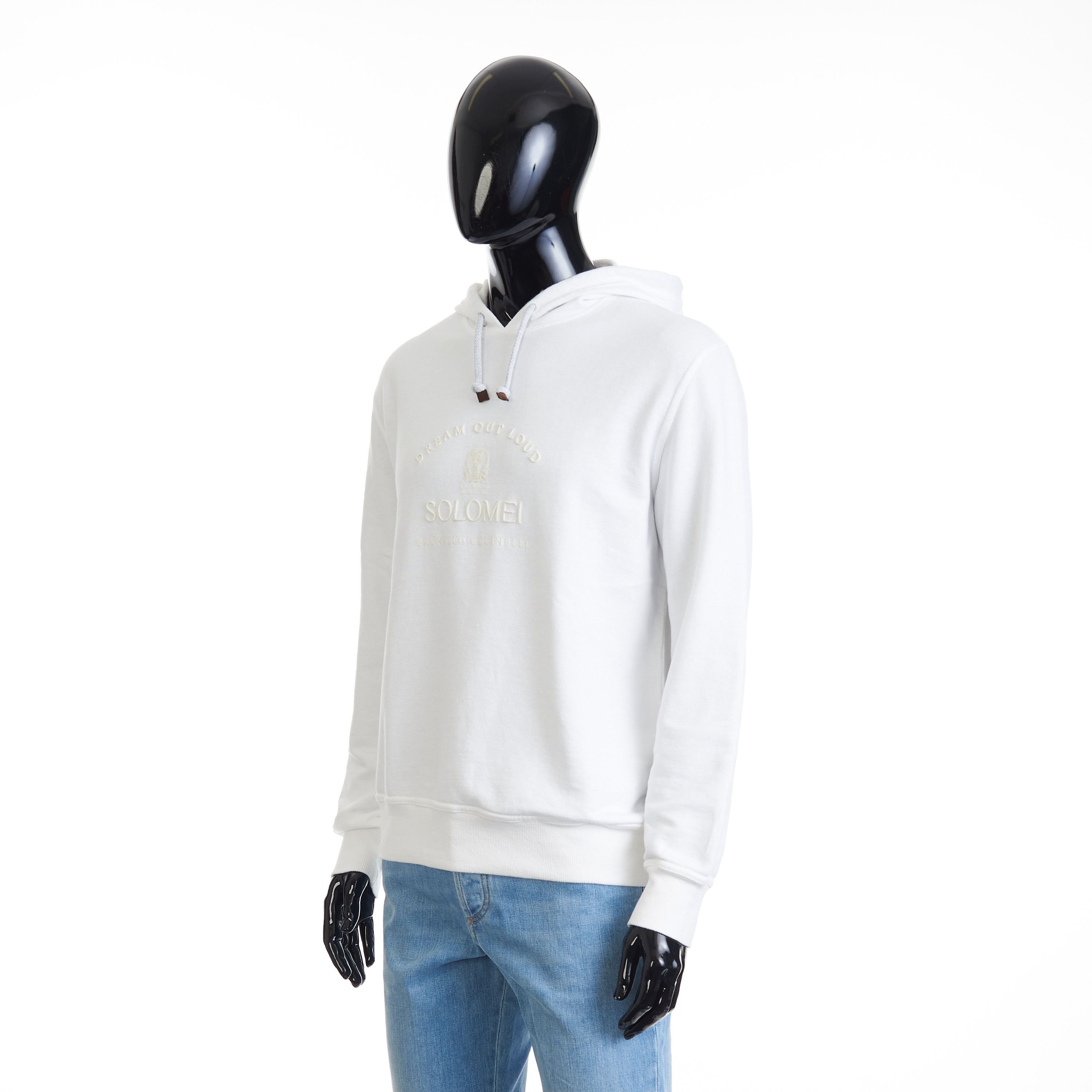 Brunello Cucinelli White Hooded Sweatshirt - Logo Embroidery, French Terry Size US XL / EU 56 / 4 - 2 Thumbnail